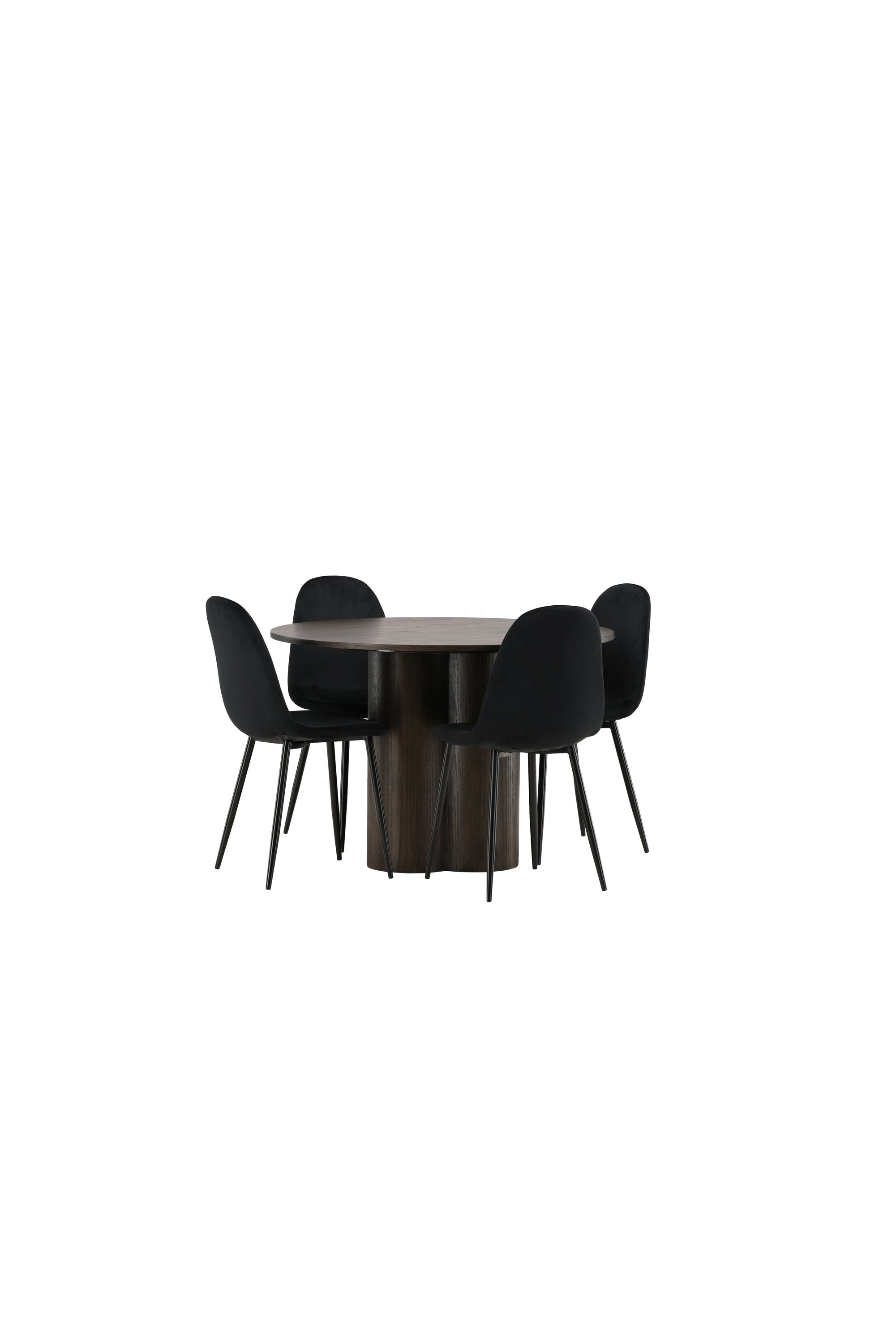 Olivia Esszimmer Set + Polar ⌀110cm/4St. in Schwarz präsentiert im Onlineshop von KAQTU Design AG. Esszimmerset ist von Venture Home