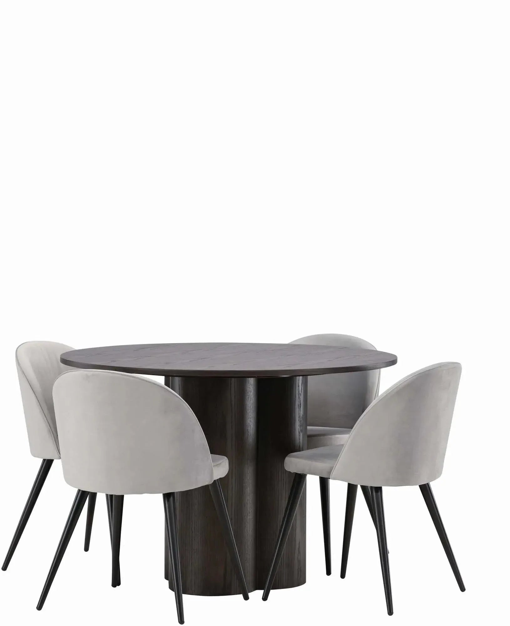 Luxuriöses Olivia Esszimmer Set mit Samt, 110cm, 4 Stühle, Venture Home.