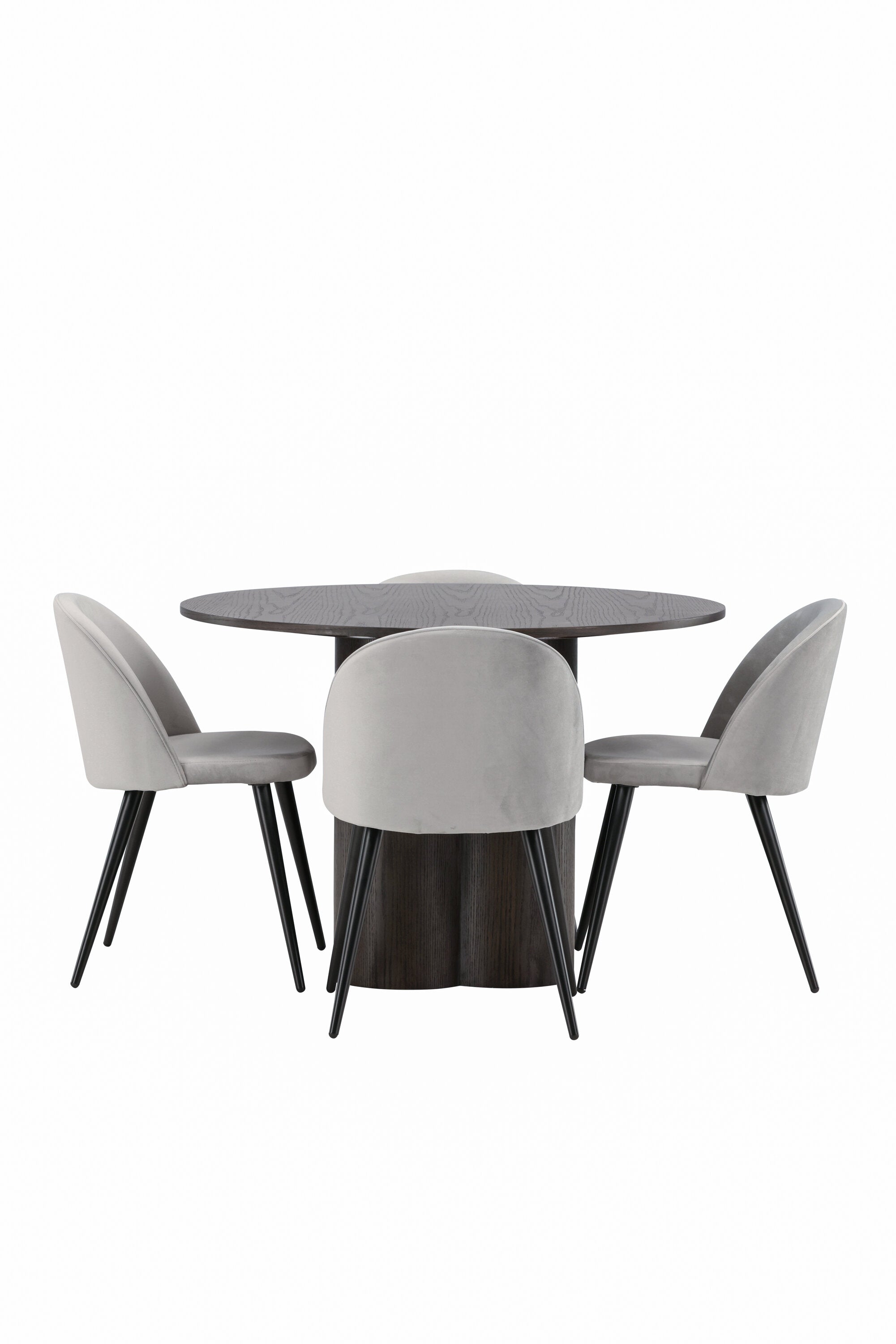 Olivia Esszimmer Set + Velvet ⌀110cm/4St. in Braun / Schwarzgrau präsentiert im Onlineshop von KAQTU Design AG. Esszimmerset ist von Venture Home