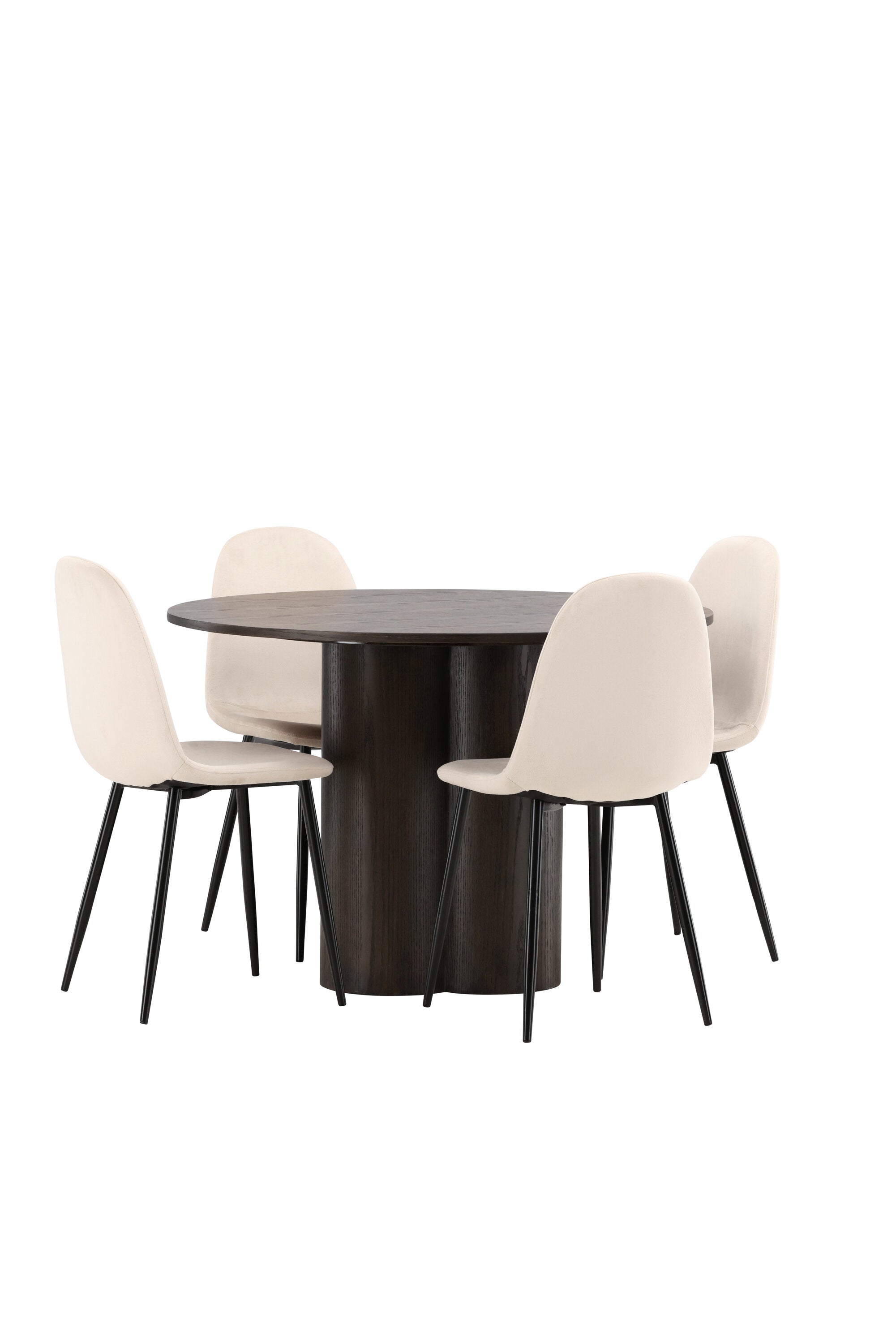 Olivia Esszimmer Set + Polar ⌀110cm/4St. in Beige / Schwarz präsentiert im Onlineshop von KAQTU Design AG. Esszimmerset ist von Venture Home