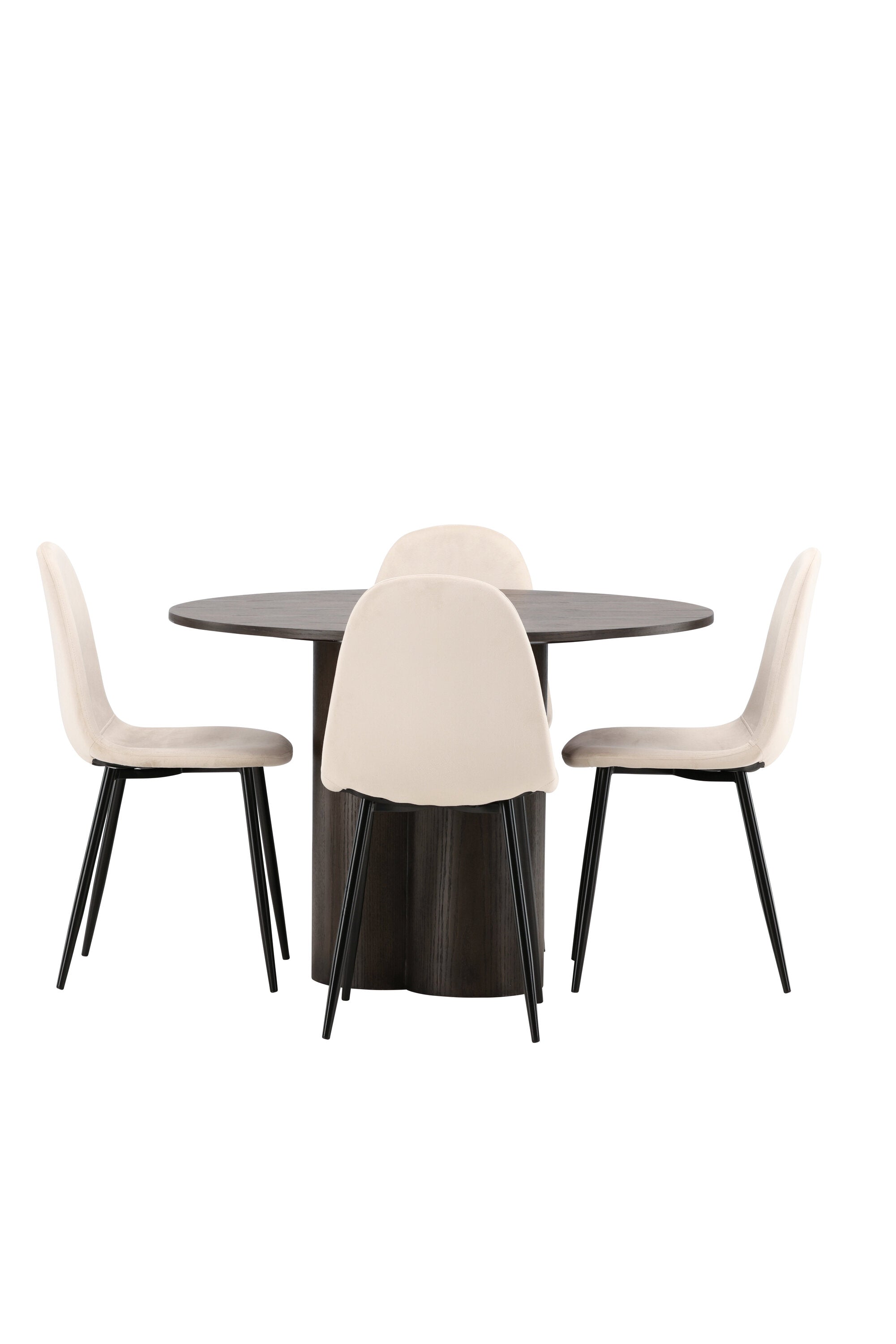 Olivia Esszimmer Set + Polar ⌀110cm/4St. in Beige / Schwarz präsentiert im Onlineshop von KAQTU Design AG. Esszimmerset ist von Venture Home