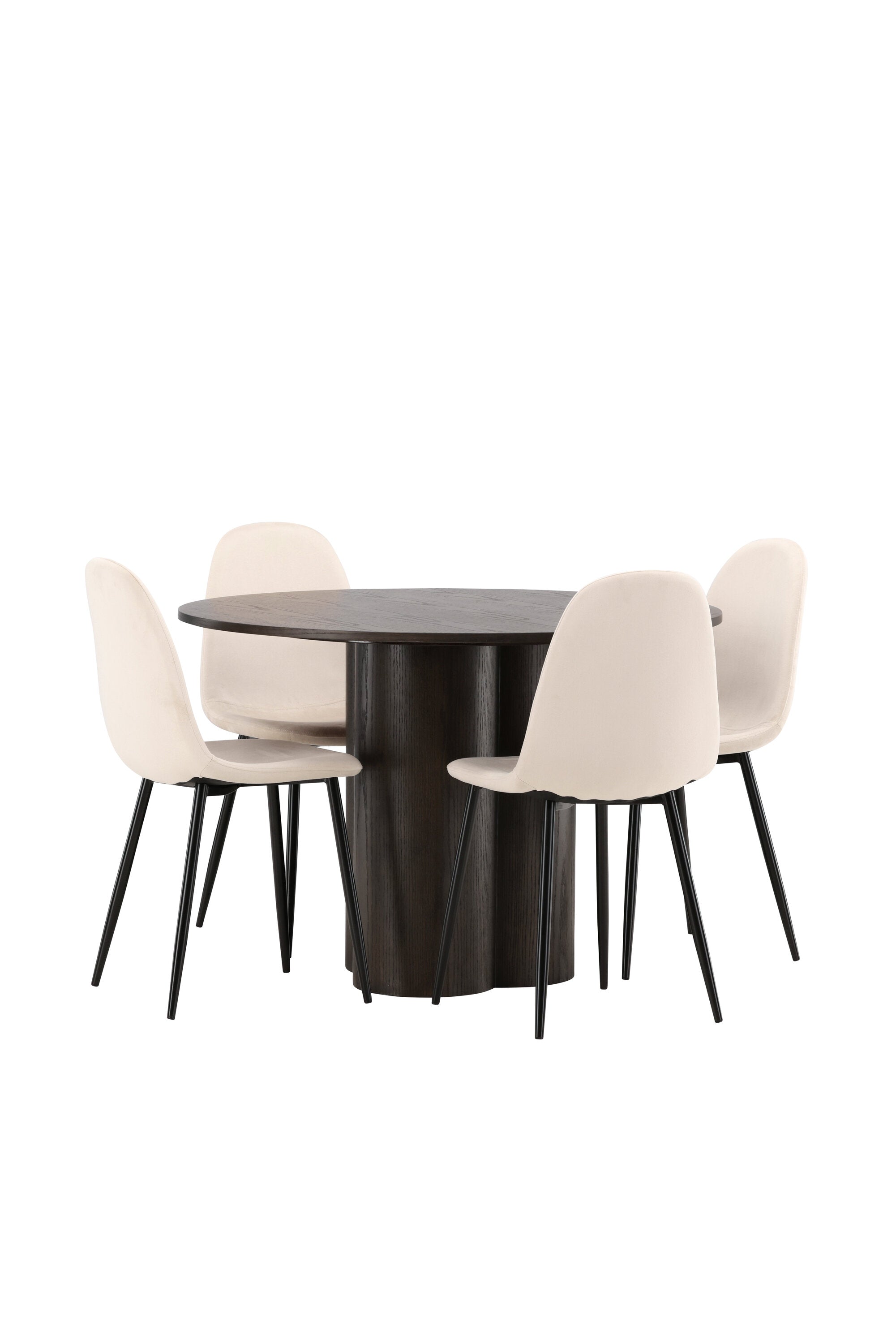 Olivia Esszimmer Set + Polar ⌀110cm/4St. in Beige / Schwarz präsentiert im Onlineshop von KAQTU Design AG. Esszimmerset ist von Venture Home