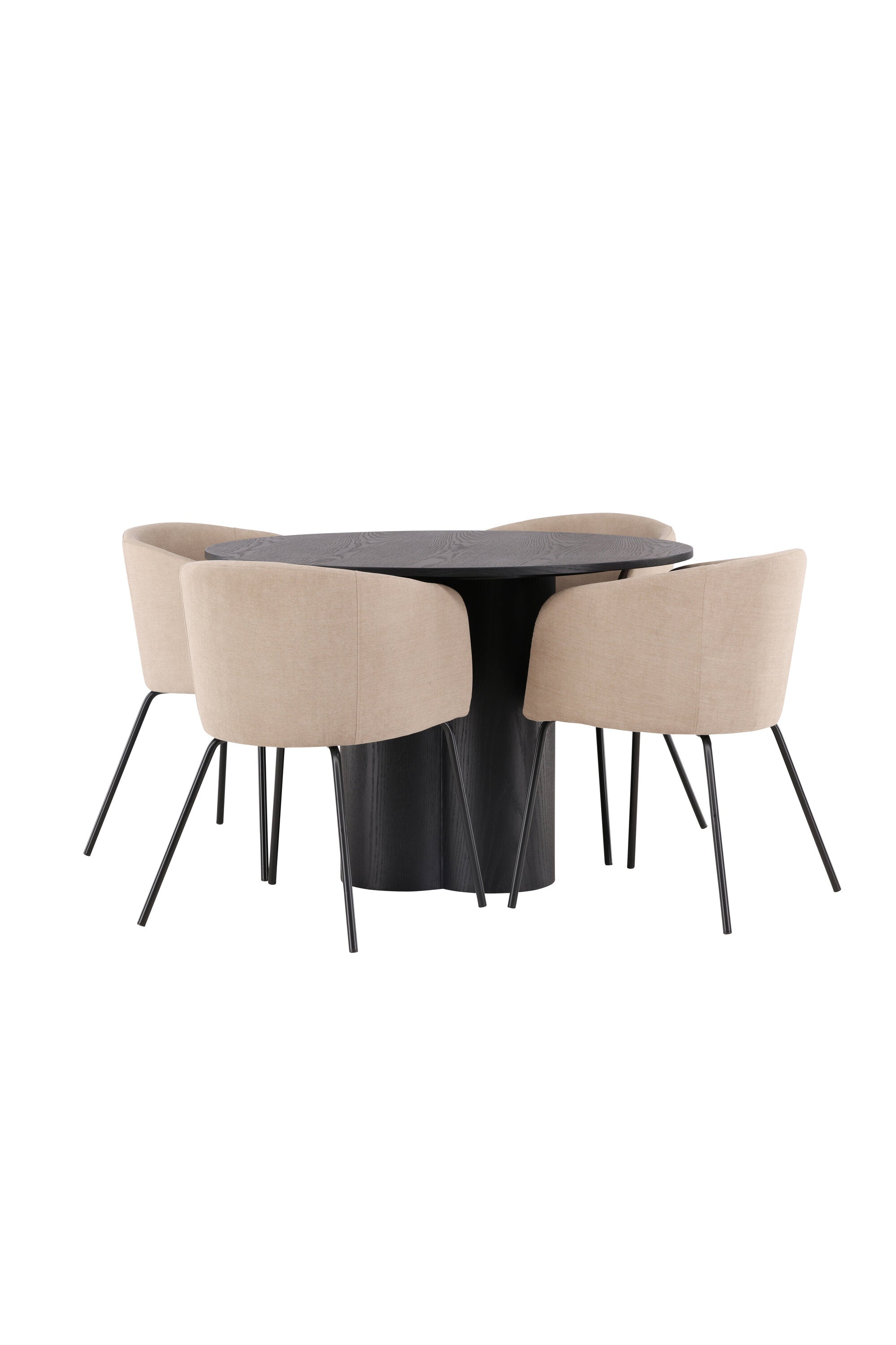Olivia Esszimmer Set + Berit ⌀110cm/4St. in Beige / Schwarz präsentiert im Onlineshop von KAQTU Design AG. Esszimmerset ist von Venture Home