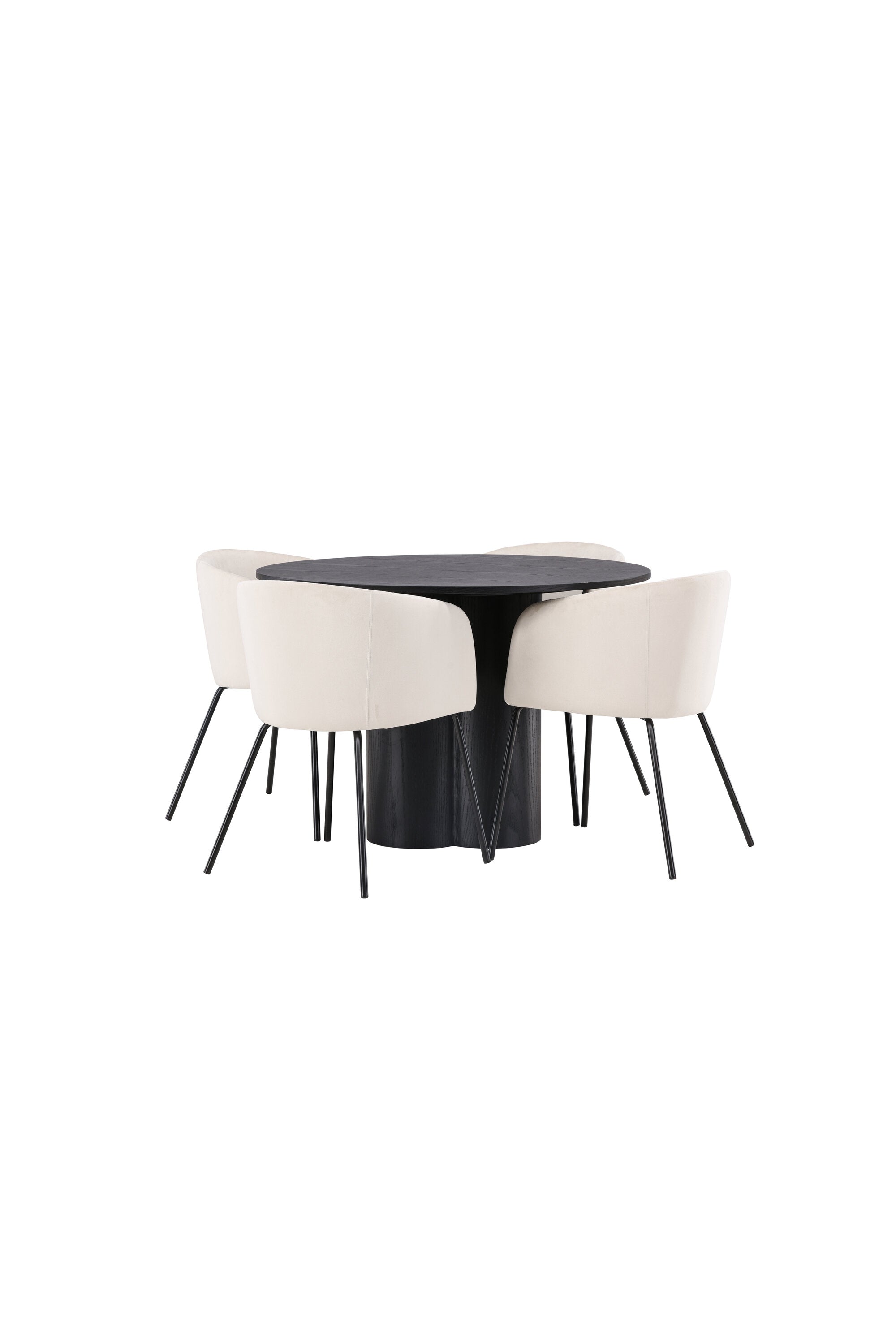 Olivia Esszimmer Set + Berit ⌀110cm/4St. in Beige / Schwarz präsentiert im Onlineshop von KAQTU Design AG. Esszimmerset ist von Venture Home