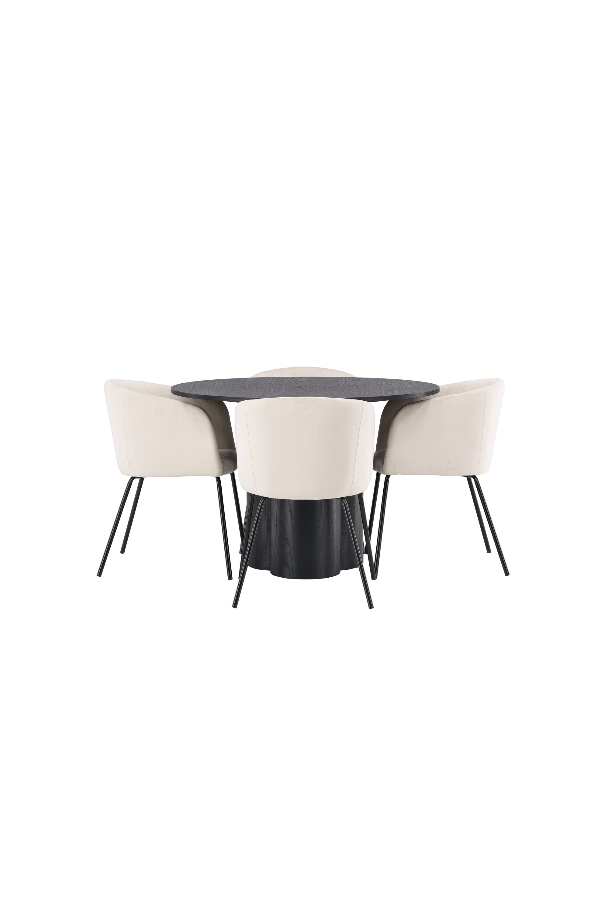 Olivia Esszimmer Set + Berit ⌀110cm/4St. in Beige / Schwarz präsentiert im Onlineshop von KAQTU Design AG. Esszimmerset ist von Venture Home