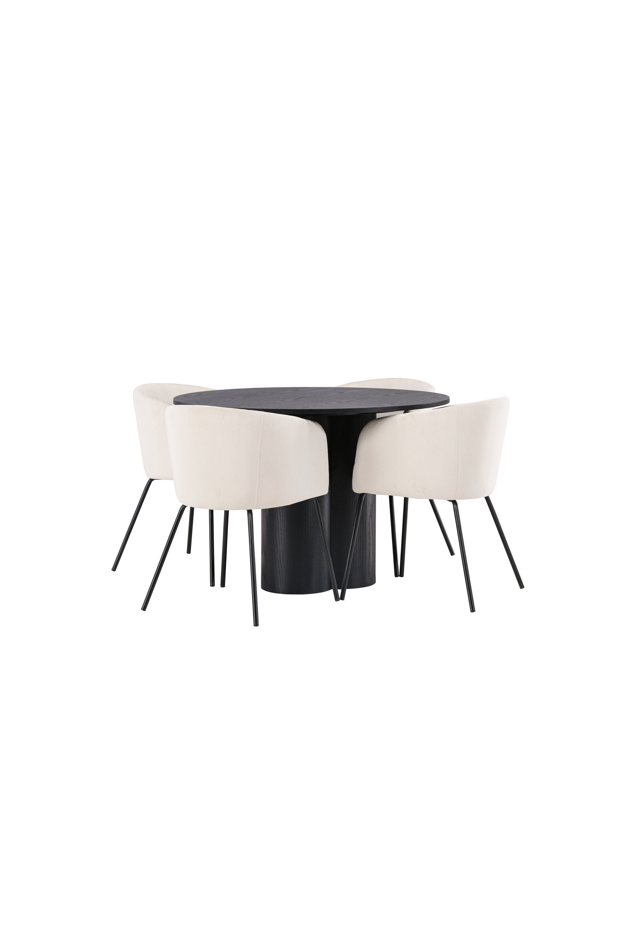 Olivia Esszimmer Set + Berit ⌀110cm/4St. in Beige / Schwarz präsentiert im Onlineshop von KAQTU Design AG. Esszimmerset ist von Venture Home