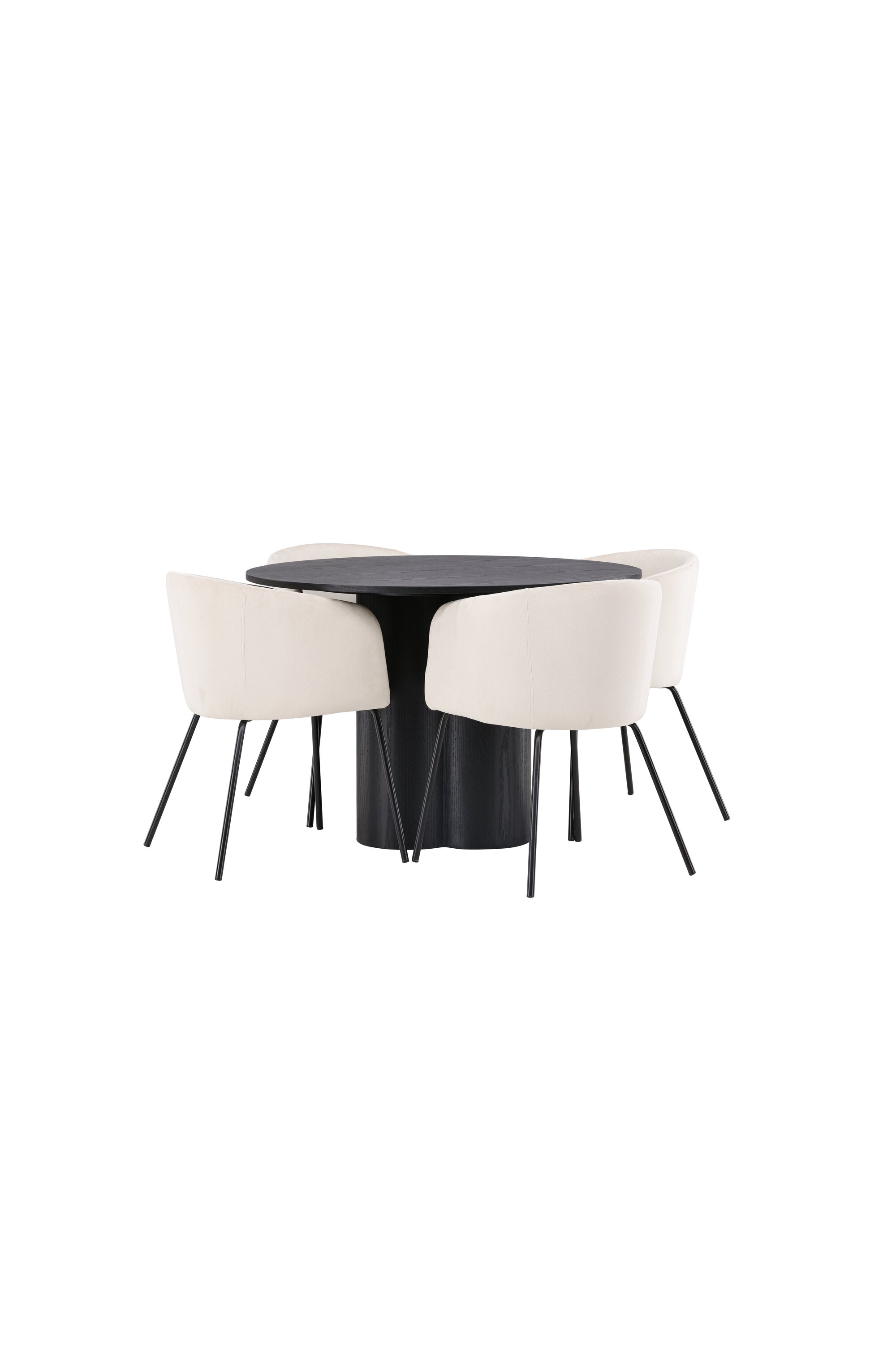 Olivia Esszimmer Set + Berit ⌀110cm/4St. in Beige / Schwarz präsentiert im Onlineshop von KAQTU Design AG. Esszimmerset ist von Venture Home
