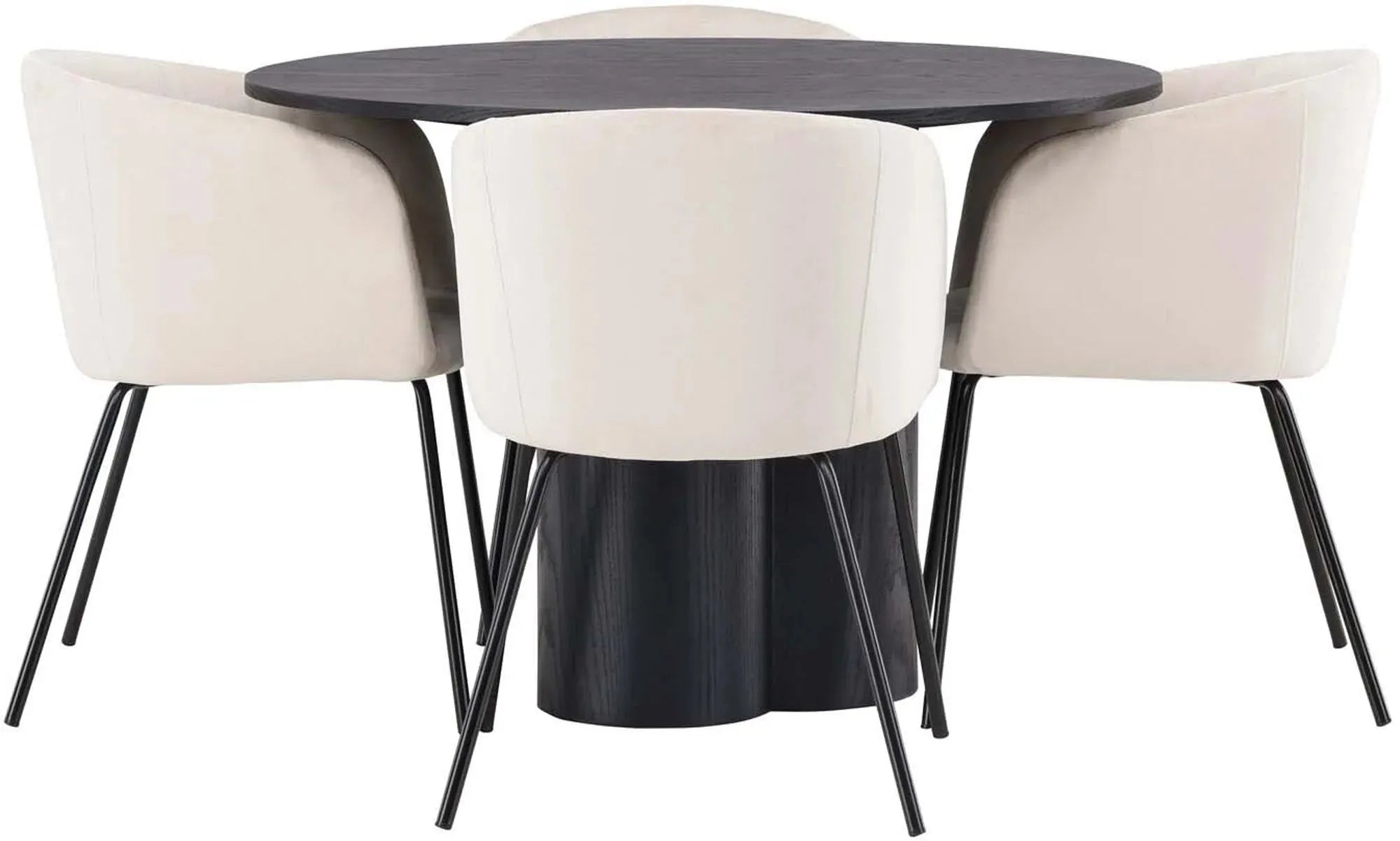 Modernes Olivia Esszimmer Set mit rundem Berit Tisch, 4 Stühle.