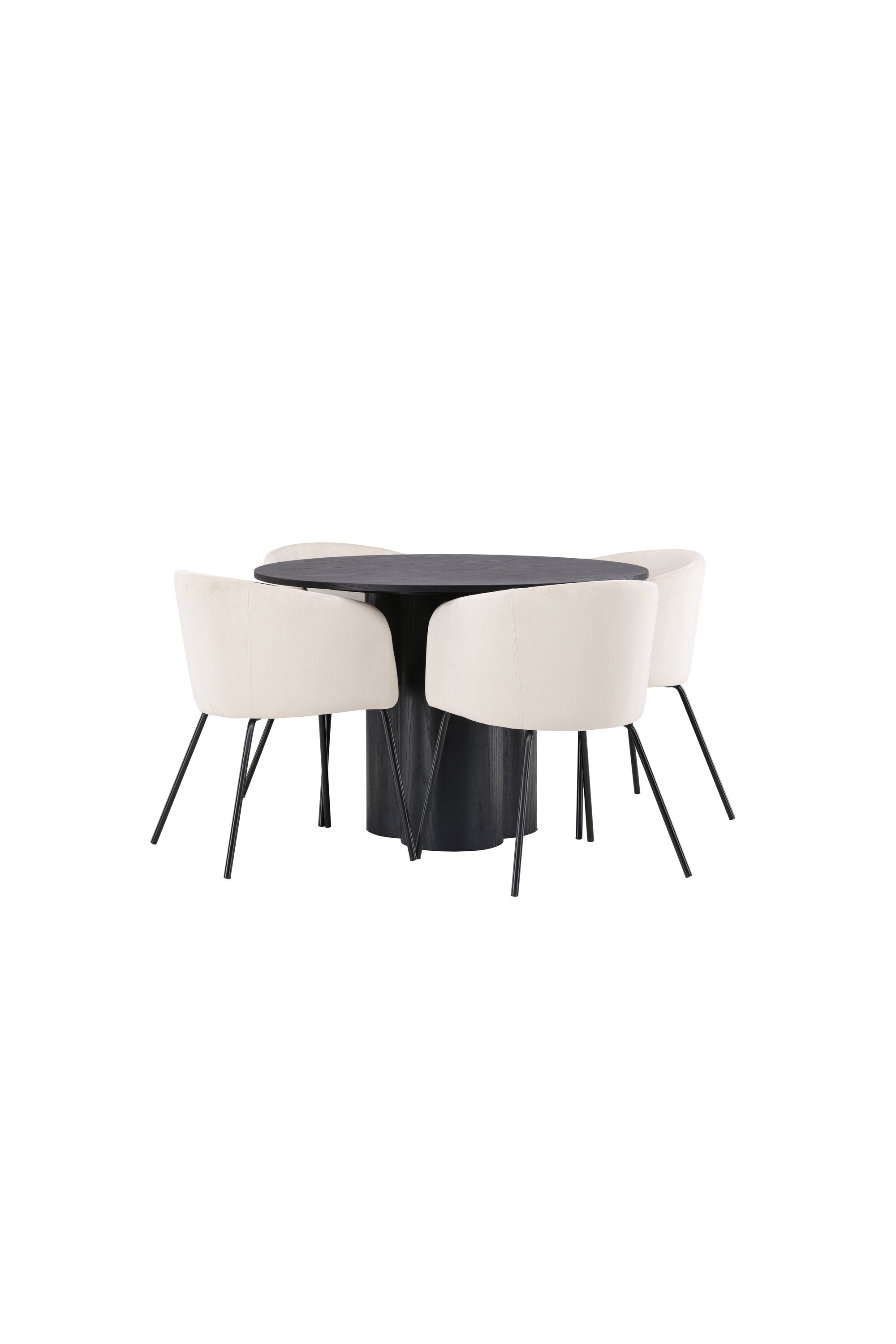 Olivia Esszimmer Set + Berit ⌀110cm/4St. in Beige / Schwarz präsentiert im Onlineshop von KAQTU Design AG. Esszimmerset ist von Venture Home