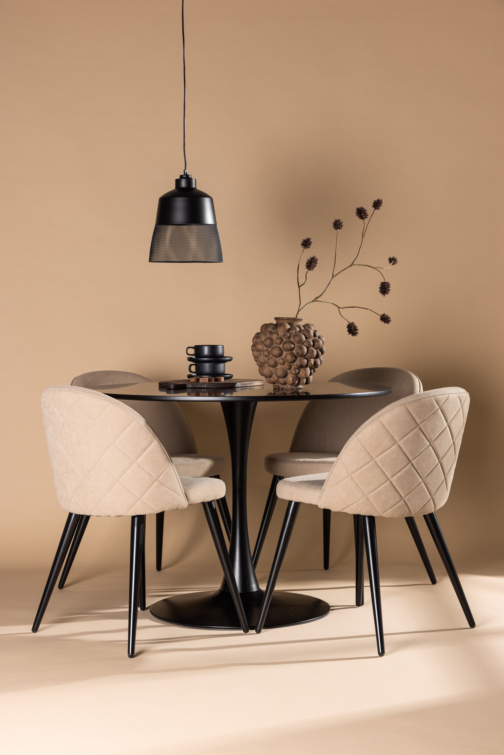 Glade Esszimmerset + Velvet ⌀100cm/4St. in Beige, Schwarz präsentiert im Onlineshop von KAQTU Design AG. Esszimmerset ist von Venture Home