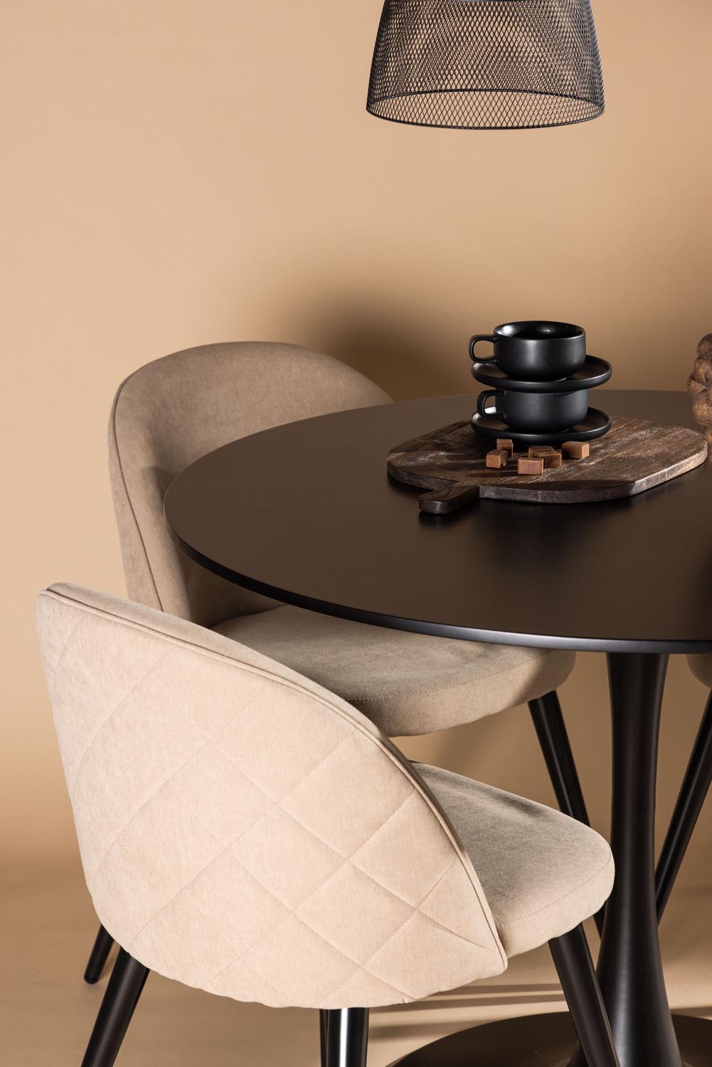 Glade Esszimmerset + Velvet ⌀100cm/4St. in Beige, Schwarz präsentiert im Onlineshop von KAQTU Design AG. Esszimmerset ist von Venture Home