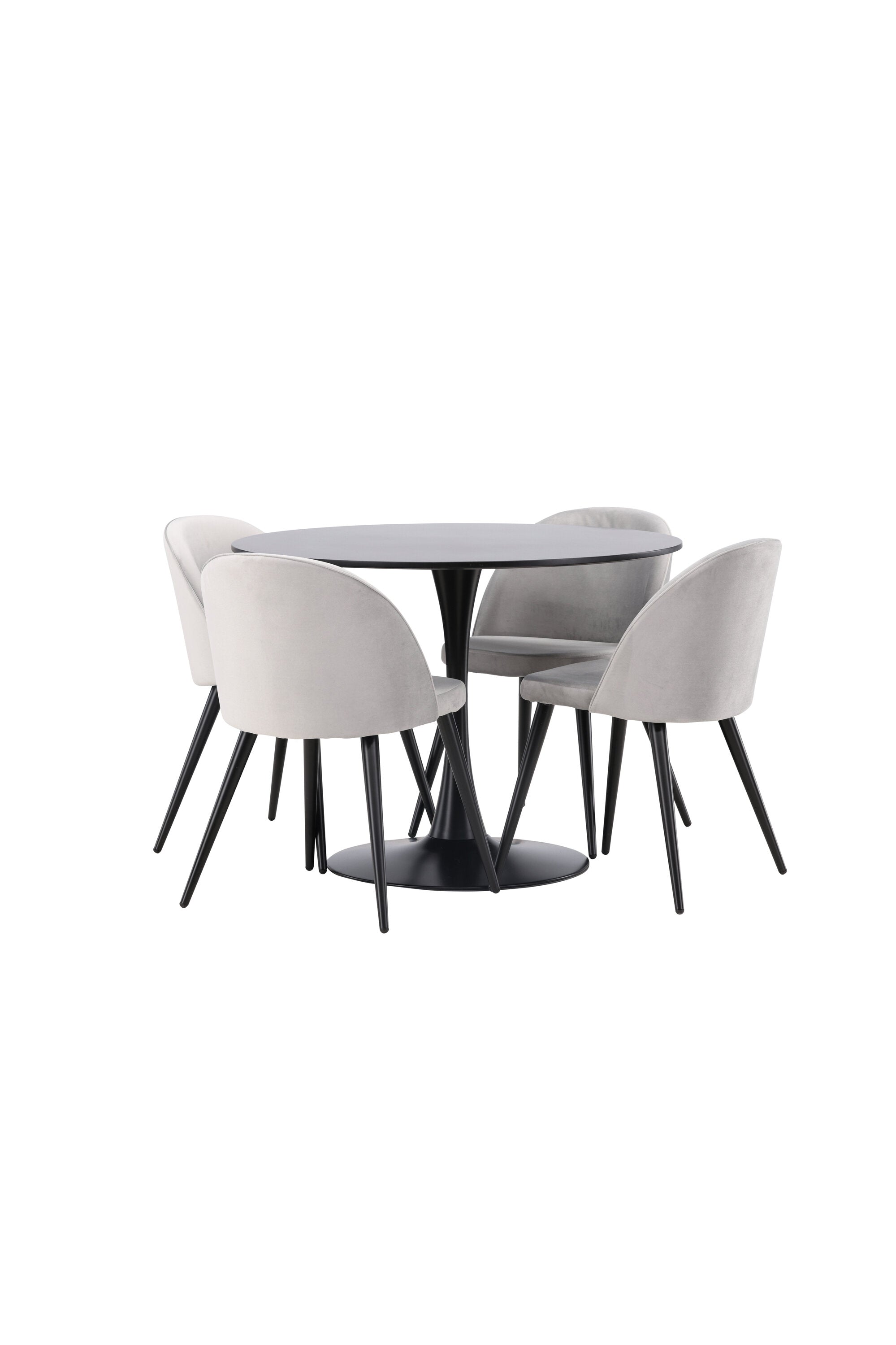 Glade Esszimmerset + Velvet ⌀100cm/4St. in Schwarzgrau präsentiert im Onlineshop von KAQTU Design AG. Esszimmerset ist von Venture Home