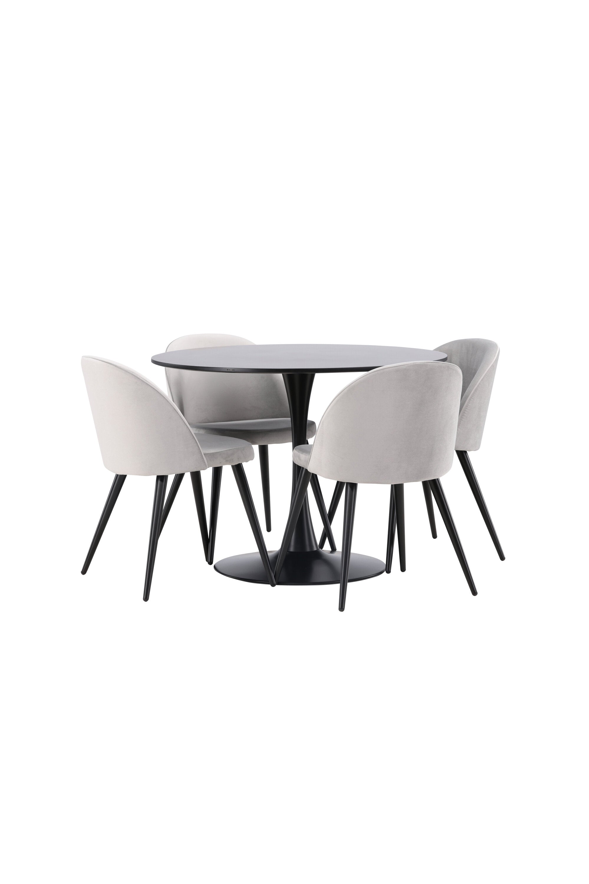 Glade Esszimmerset + Velvet ⌀100cm/4St. in Schwarzgrau präsentiert im Onlineshop von KAQTU Design AG. Esszimmerset ist von Venture Home