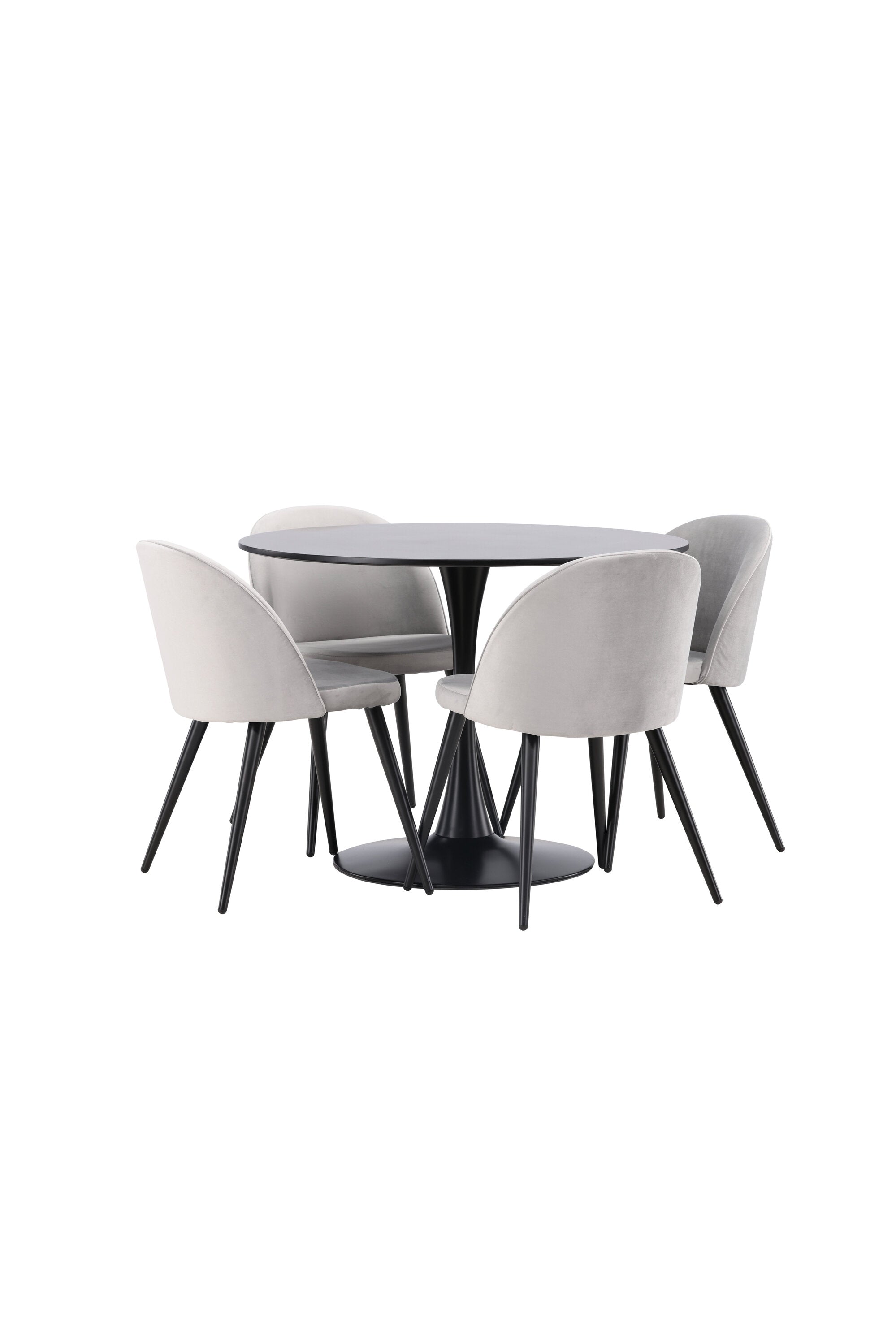 Glade Esszimmerset + Velvet ⌀100cm/4St. in Schwarzgrau präsentiert im Onlineshop von KAQTU Design AG. Esszimmerset ist von Venture Home