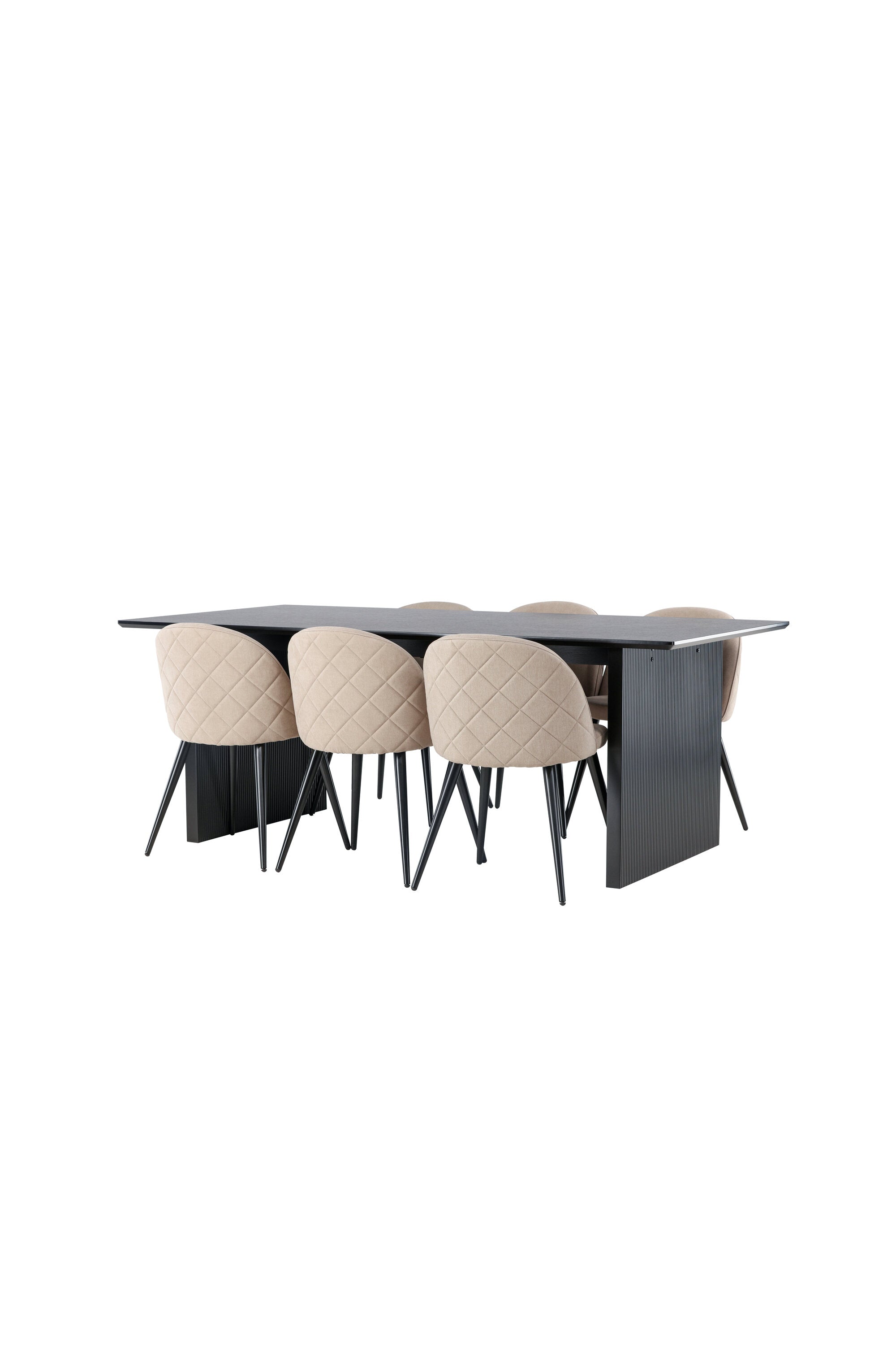 Vail Esszimmerset + Velvet 200cm/6St. in Beige, Schwarz präsentiert im Onlineshop von KAQTU Design AG. Esszimmerset ist von Venture Home