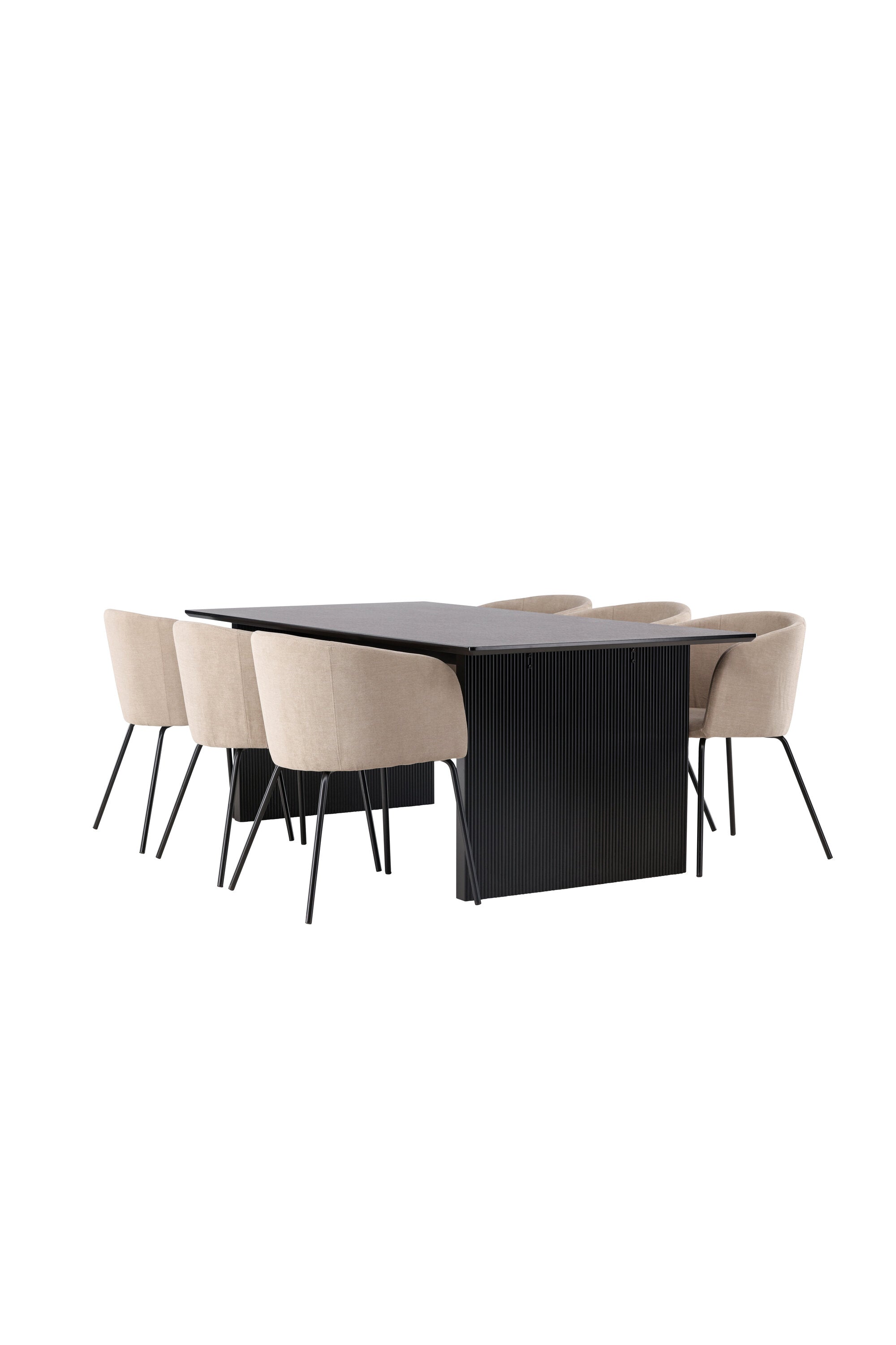 Vail Esszimmerset + Berit 200cm/6St. in Beige, Schwarz präsentiert im Onlineshop von KAQTU Design AG. Esszimmerset ist von Venture Home