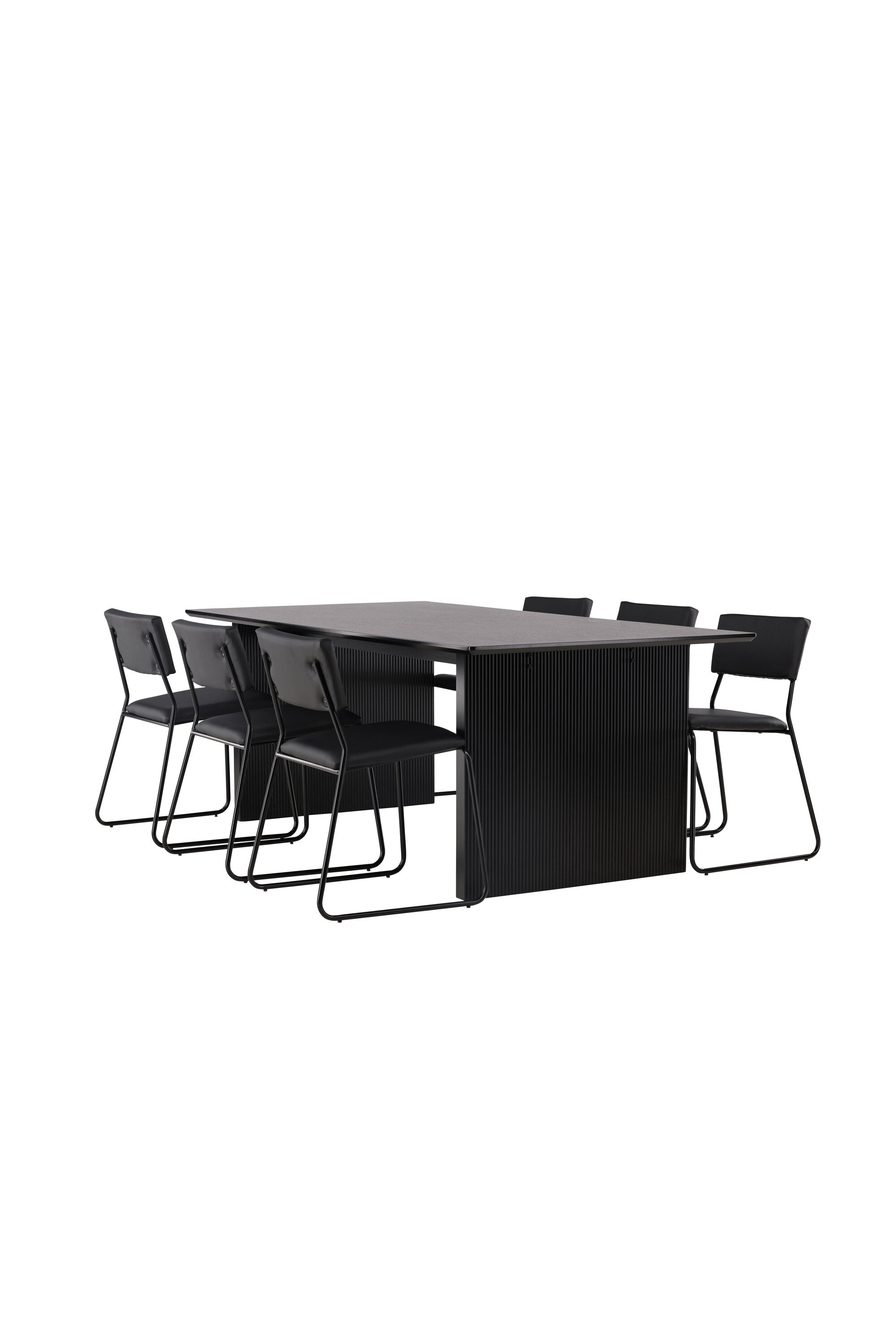 Vail Esstischset + Kenth 200cm/6St. in Schwarz präsentiert im Onlineshop von KAQTU Design AG. Esszimmerset ist von Venture Home