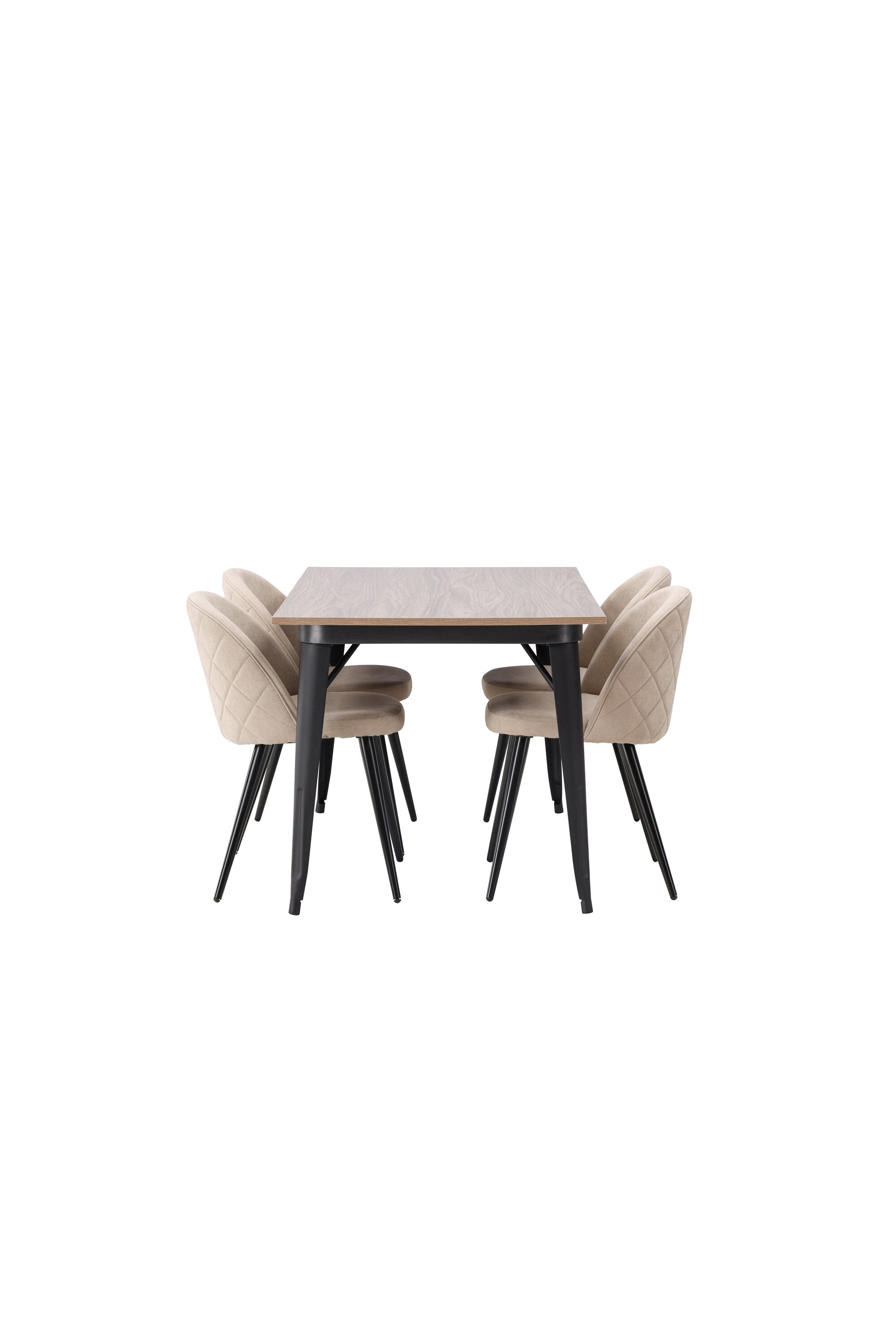Tempe Esszimmerset + Velvet 140cm/4St. in Beige, Schwarz präsentiert im Onlineshop von KAQTU Design AG. Esszimmerset ist von Venture Home