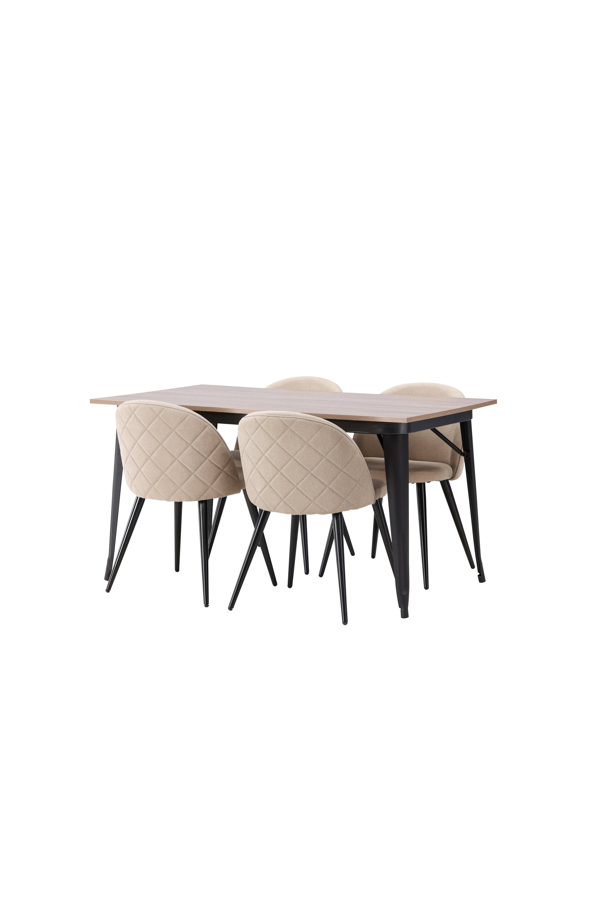 Tempe Esszimmerset + Velvet 140cm/4St. in Beige, Schwarz präsentiert im Onlineshop von KAQTU Design AG. Esszimmerset ist von Venture Home
