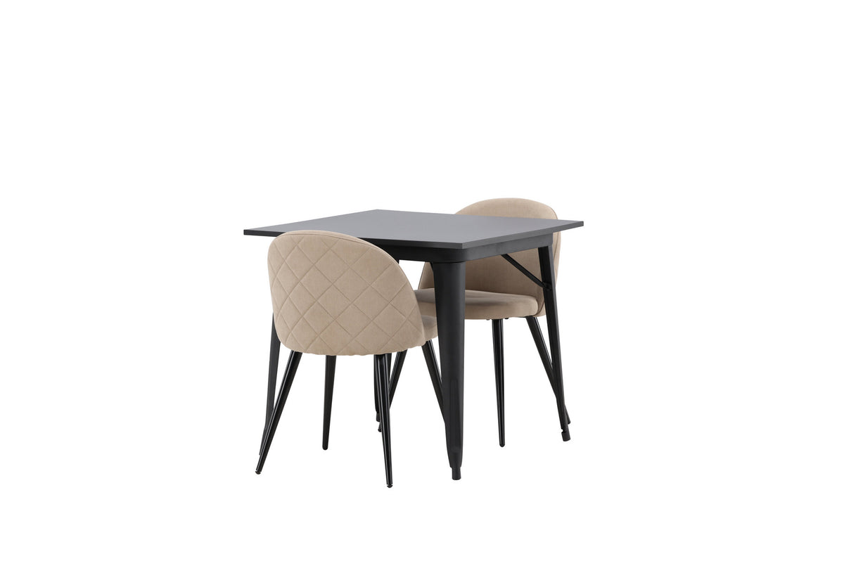 Tempe Esszimmerset + Velvet 80cm/2St. in Beige, Schwarz präsentiert im Onlineshop von KAQTU Design AG. Esszimmerset ist von Venture Home