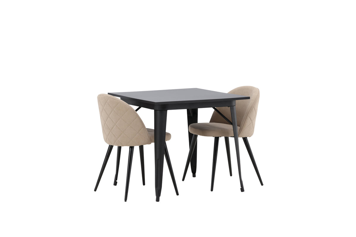 Tempe Esszimmerset + Velvet 80cm/2St. in Beige, Schwarz präsentiert im Onlineshop von KAQTU Design AG. Esszimmerset ist von Venture Home