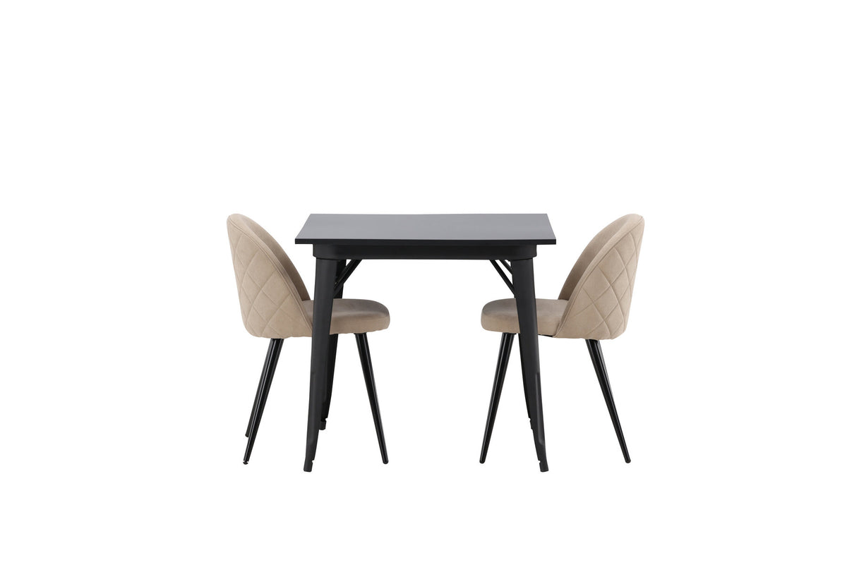 Tempe Esszimmerset + Velvet 80cm/2St. in Beige, Schwarz präsentiert im Onlineshop von KAQTU Design AG. Esszimmerset ist von Venture Home