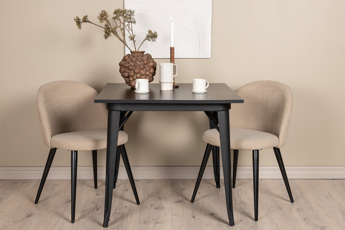 Tempe Esszimmerset + Velvet 80cm/2St. in Beige, Schwarz präsentiert im Onlineshop von KAQTU Design AG. Esszimmerset ist von Venture Home