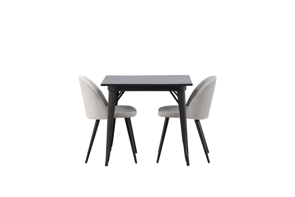 Tempe Esszimmerset + Velvet 80cm/2St. in Schwarzgrau präsentiert im Onlineshop von KAQTU Design AG. Esszimmerset ist von Venture Home