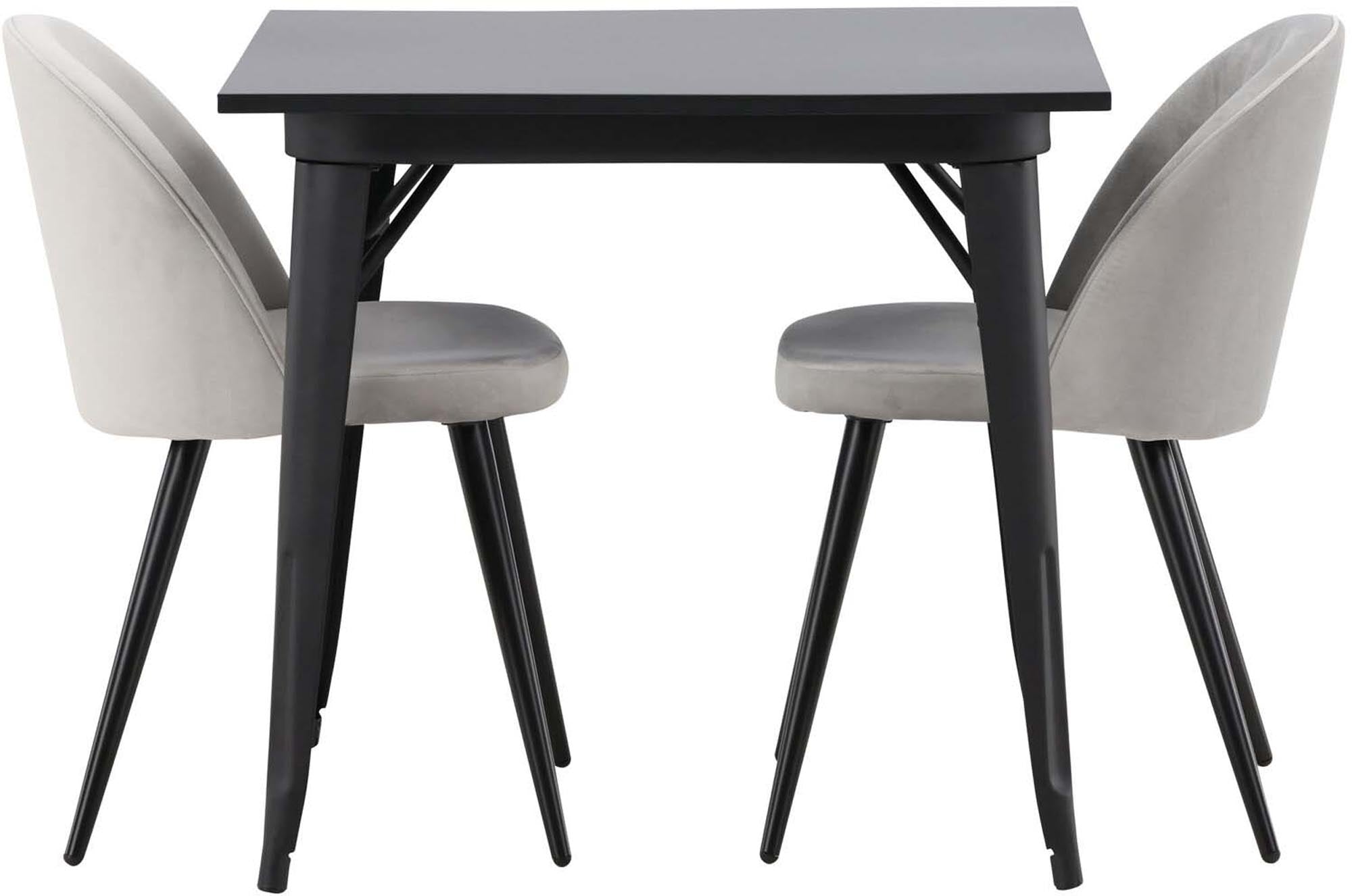 Elegantes Esszimmerset von Venture Home: 80cm Tisch aus MDF und 2 komfortable Velvet-Stühle für stilvolle Essmomente.