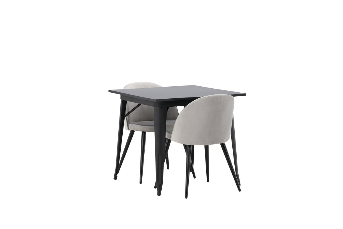 Tempe Esszimmerset + Velvet 80cm/2St. in Schwarzgrau präsentiert im Onlineshop von KAQTU Design AG. Esszimmerset ist von Venture Home