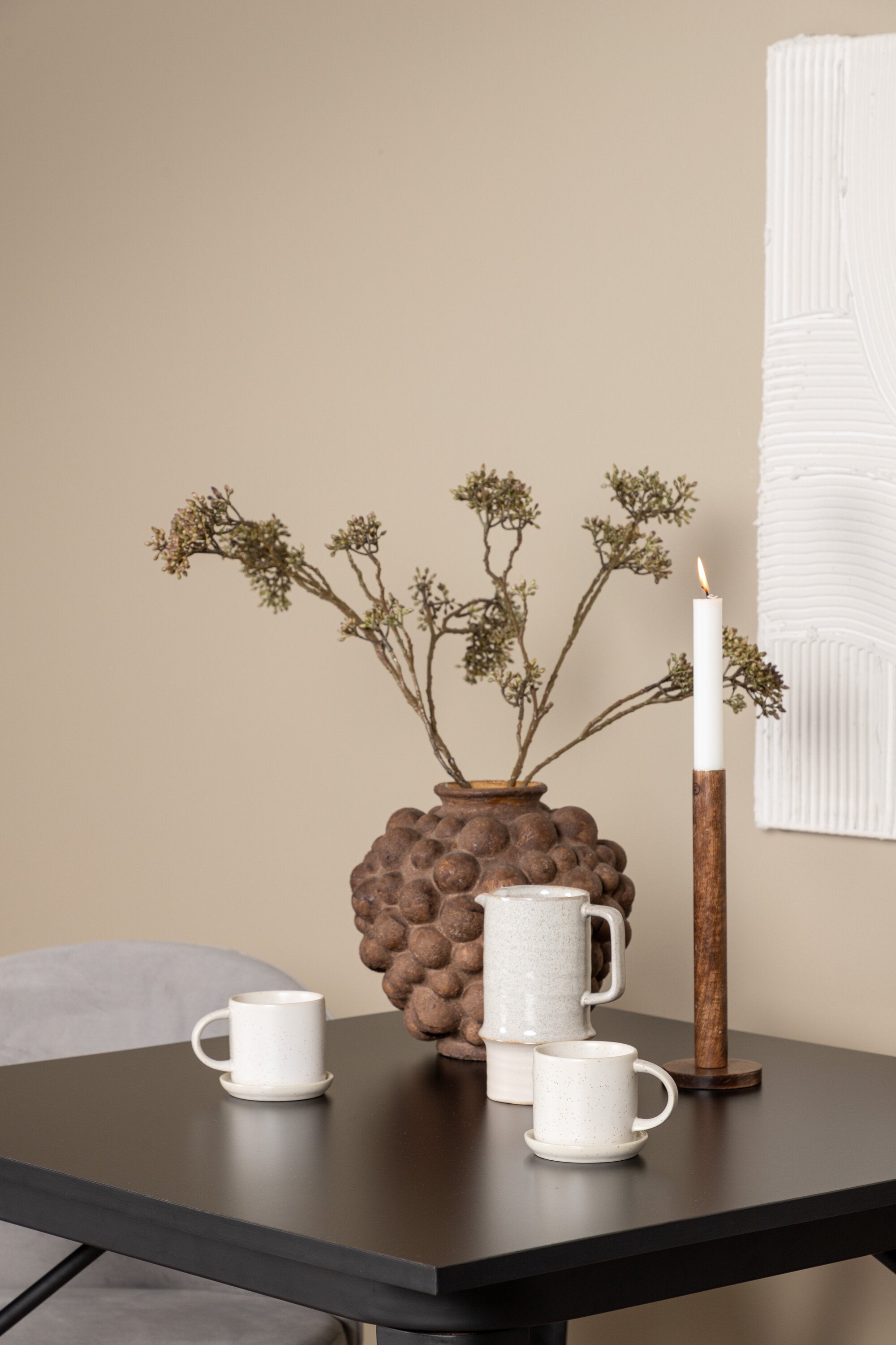 Tempe Esszimmerset + Velvet 80cm/2St. in Schwarzgrau präsentiert im Onlineshop von KAQTU Design AG. Esszimmerset ist von Venture Home
