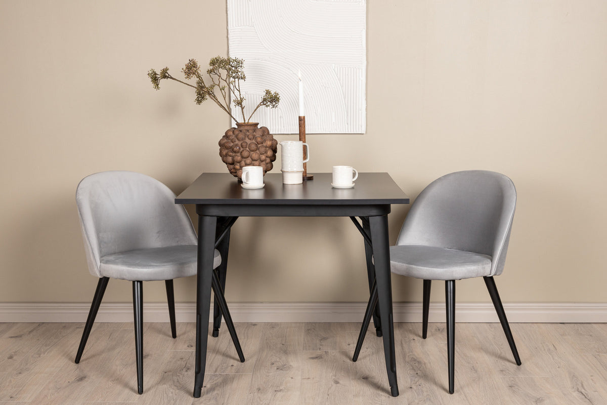 Tempe Esszimmerset + Velvet 80cm/2St. in Schwarzgrau präsentiert im Onlineshop von KAQTU Design AG. Esszimmerset ist von Venture Home