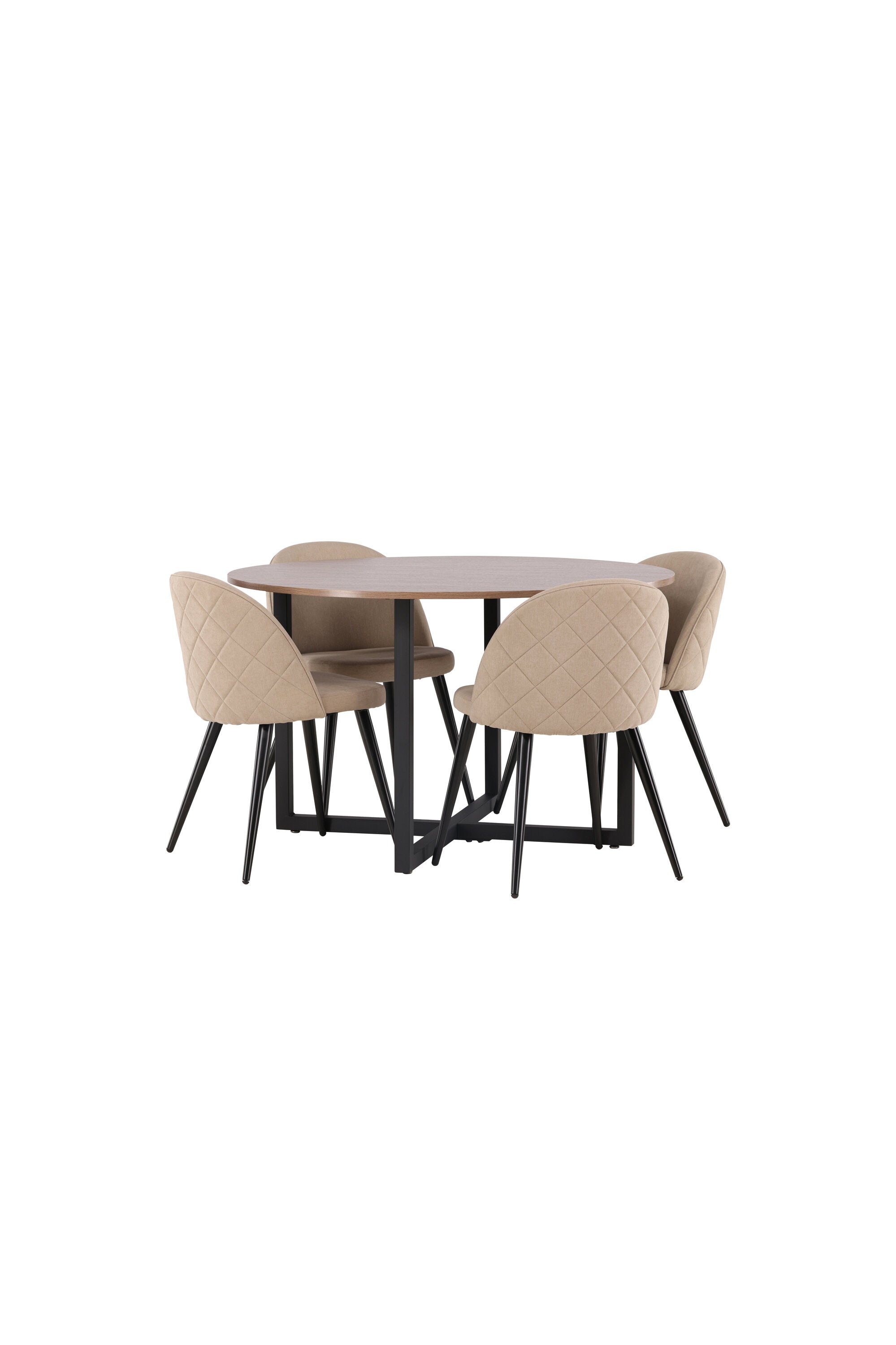 Durango Esszimmerset + Velvet ⌀120cm/4St. in Beige, Schwarz präsentiert im Onlineshop von KAQTU Design AG. Esszimmerset ist von Venture Home