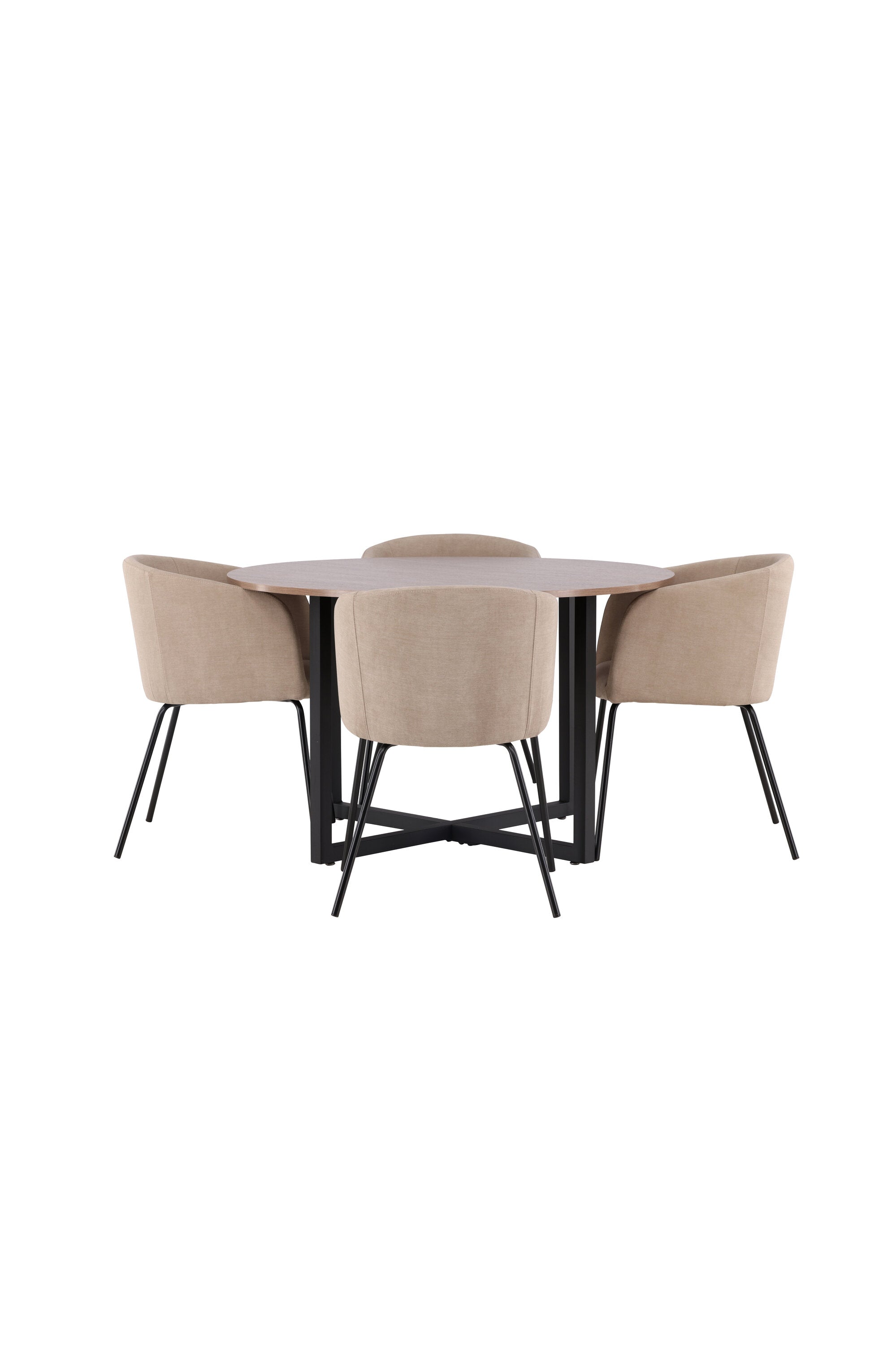 Durango Esszimmerset + Berit ⌀120cm/4St. in Beige, Schwarz präsentiert im Onlineshop von KAQTU Design AG. Esszimmerset ist von Venture Home