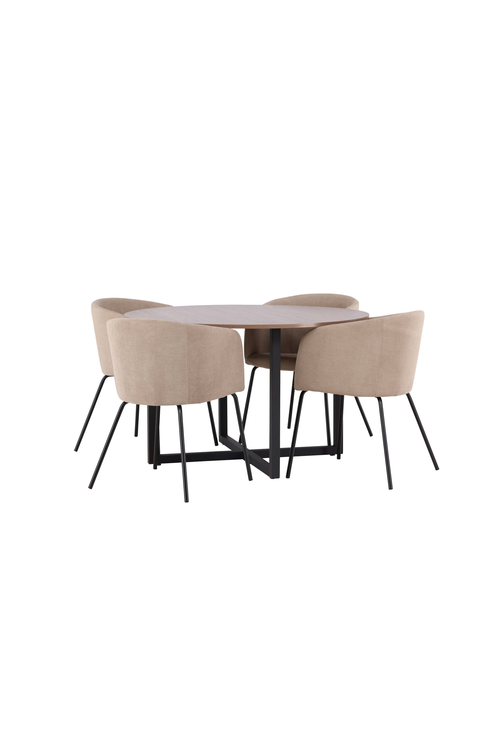 Durango Esszimmerset + Berit ⌀120cm/4St. in Beige, Schwarz präsentiert im Onlineshop von KAQTU Design AG. Esszimmerset ist von Venture Home