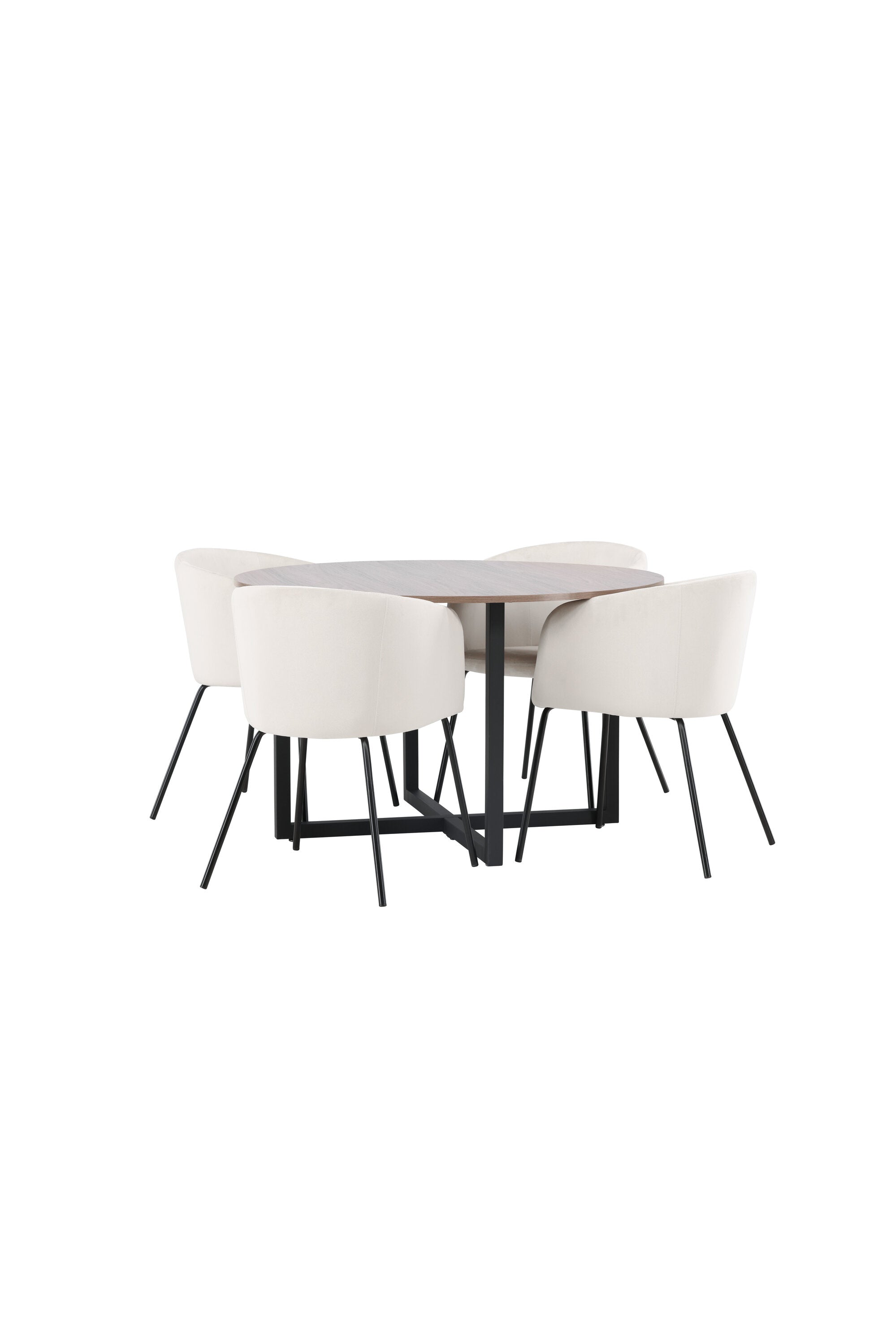 Durango Esszimmerset + Berit ⌀120cm/4St. in Beige, Schwarz präsentiert im Onlineshop von KAQTU Design AG. Esszimmerset ist von Venture Home