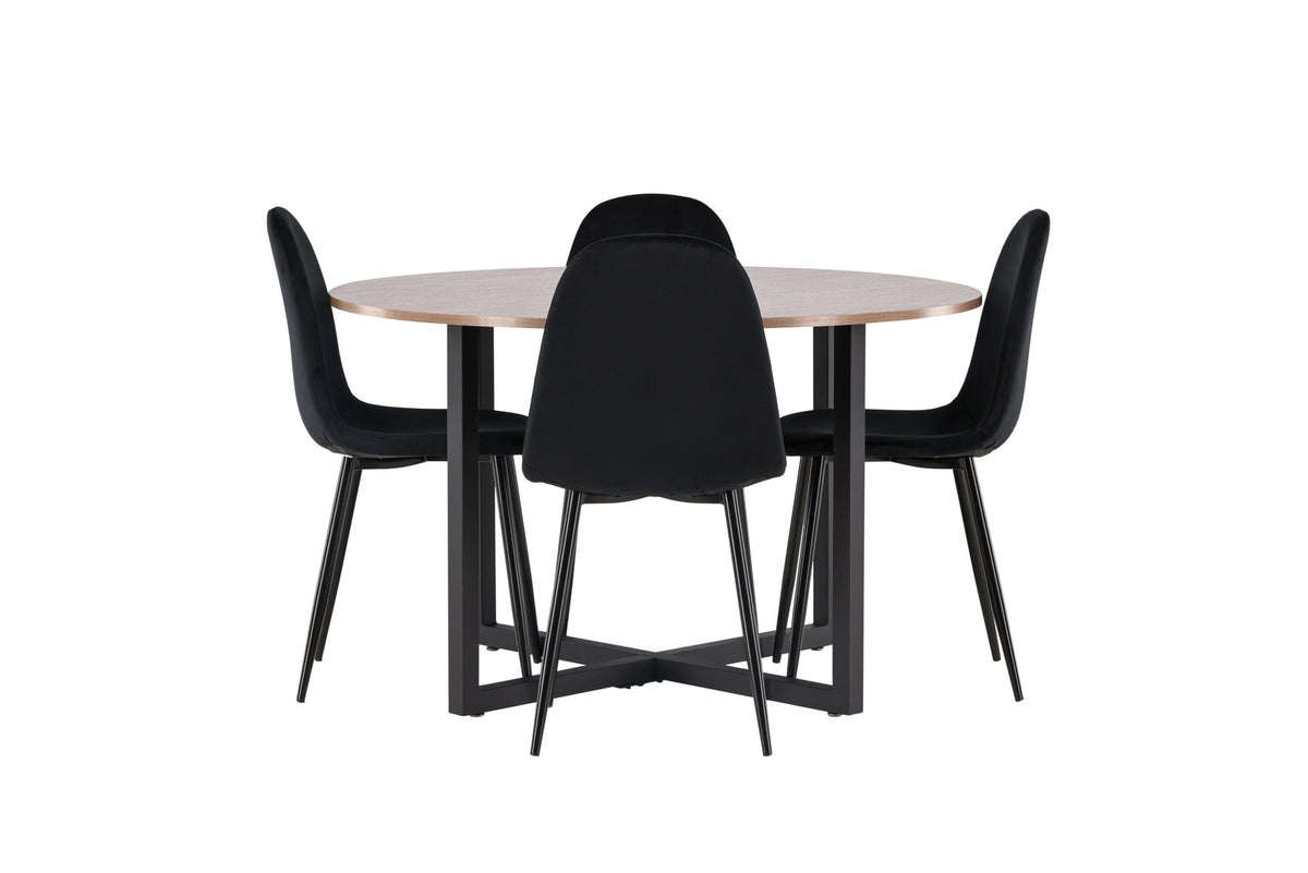 Durango Esszimmerset + Polar ⌀120cm/4St. in Schwarz Velvet präsentiert im Onlineshop von KAQTU Design AG. Esszimmerset ist von Venture Home