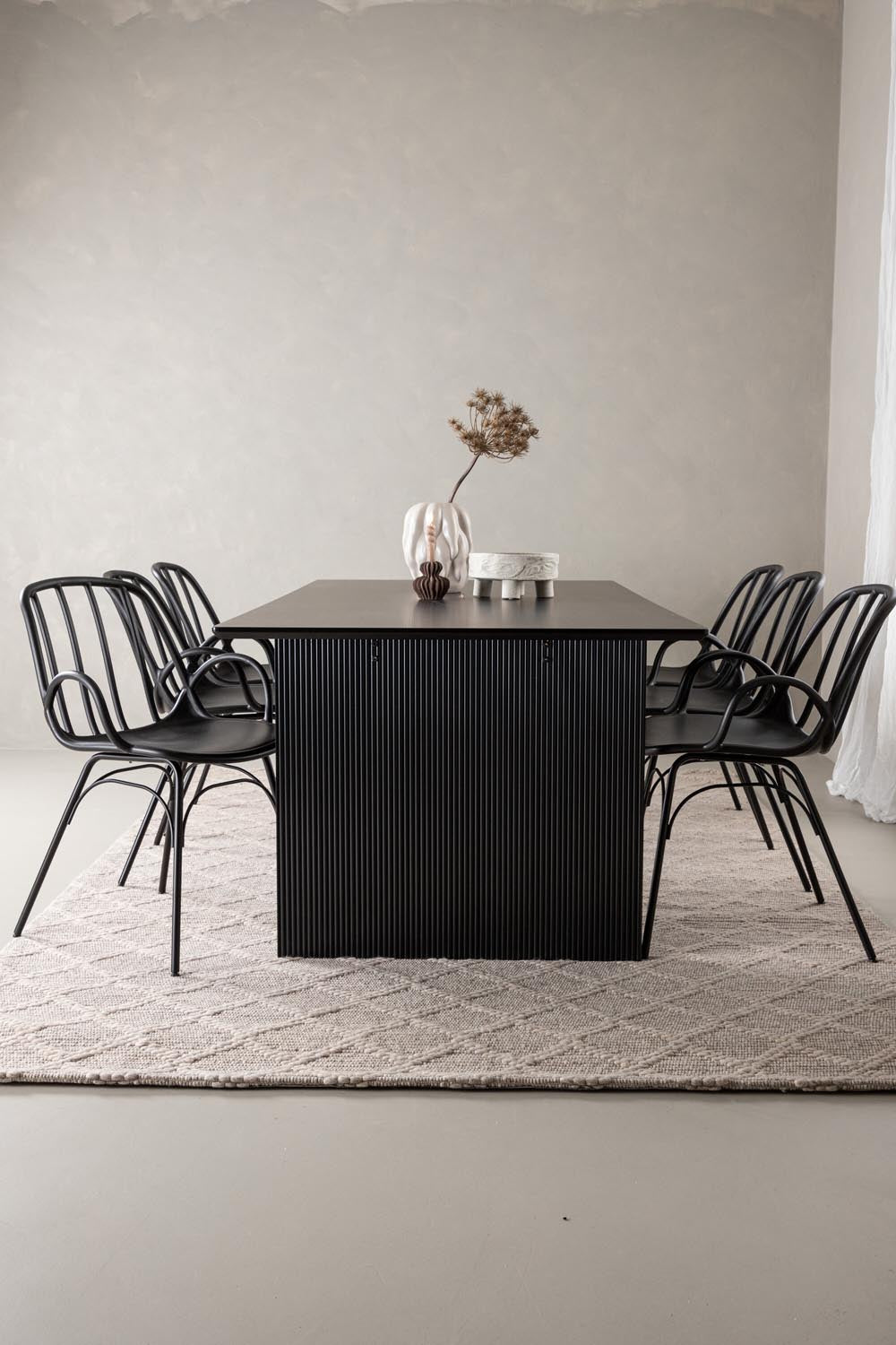 Vail Esszimmerset + Dyrön 200cm/6St. in Schwarz präsentiert im Onlineshop von KAQTU Design AG. Esszimmerset ist von Venture Home