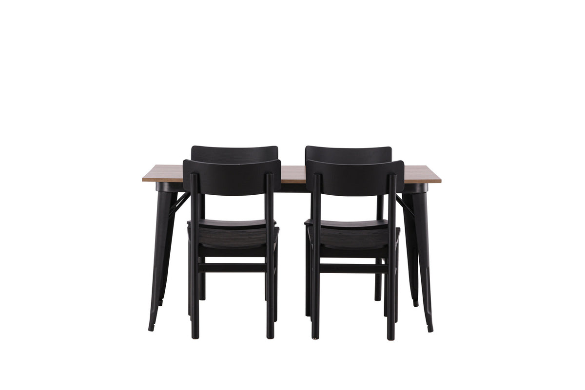 Tempe Esszimmerset + Montros 140cm/4St. in Schwarz präsentiert im Onlineshop von KAQTU Design AG. Esszimmerset ist von Venture Home