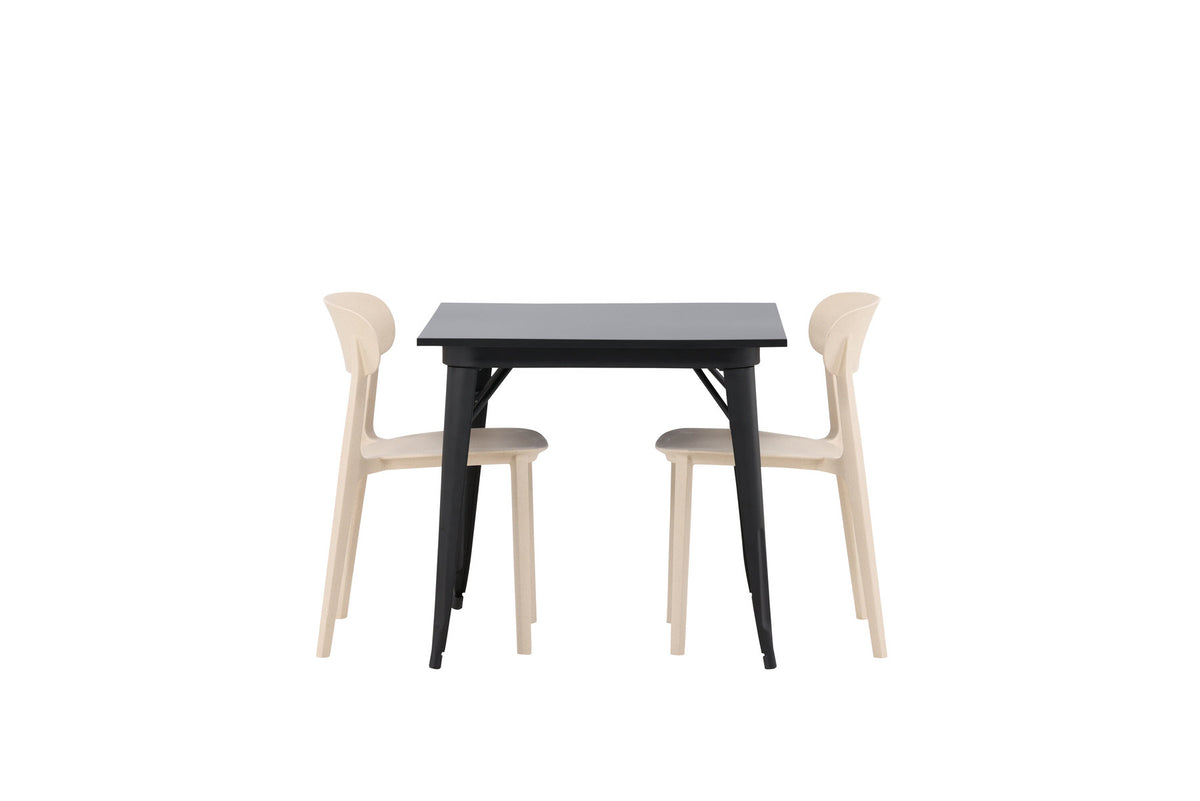 Tempe Esstisch + 2 x Åstol Esszimmerstuhl in Beige präsentiert im Onlineshop von KAQTU Design AG. Esszimmerset ist von Venture Home