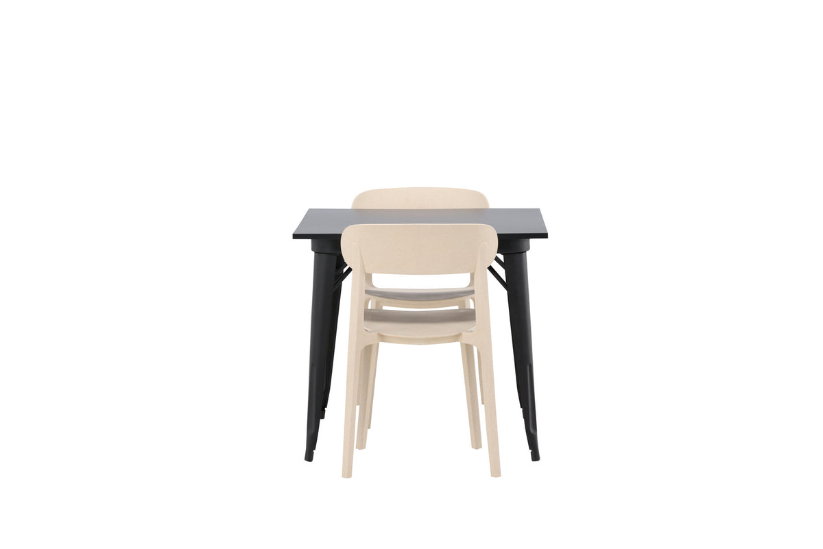 Tempe Esstisch + 2 x Åstol Esszimmerstuhl in Beige präsentiert im Onlineshop von KAQTU Design AG. Esszimmerset ist von Venture Home