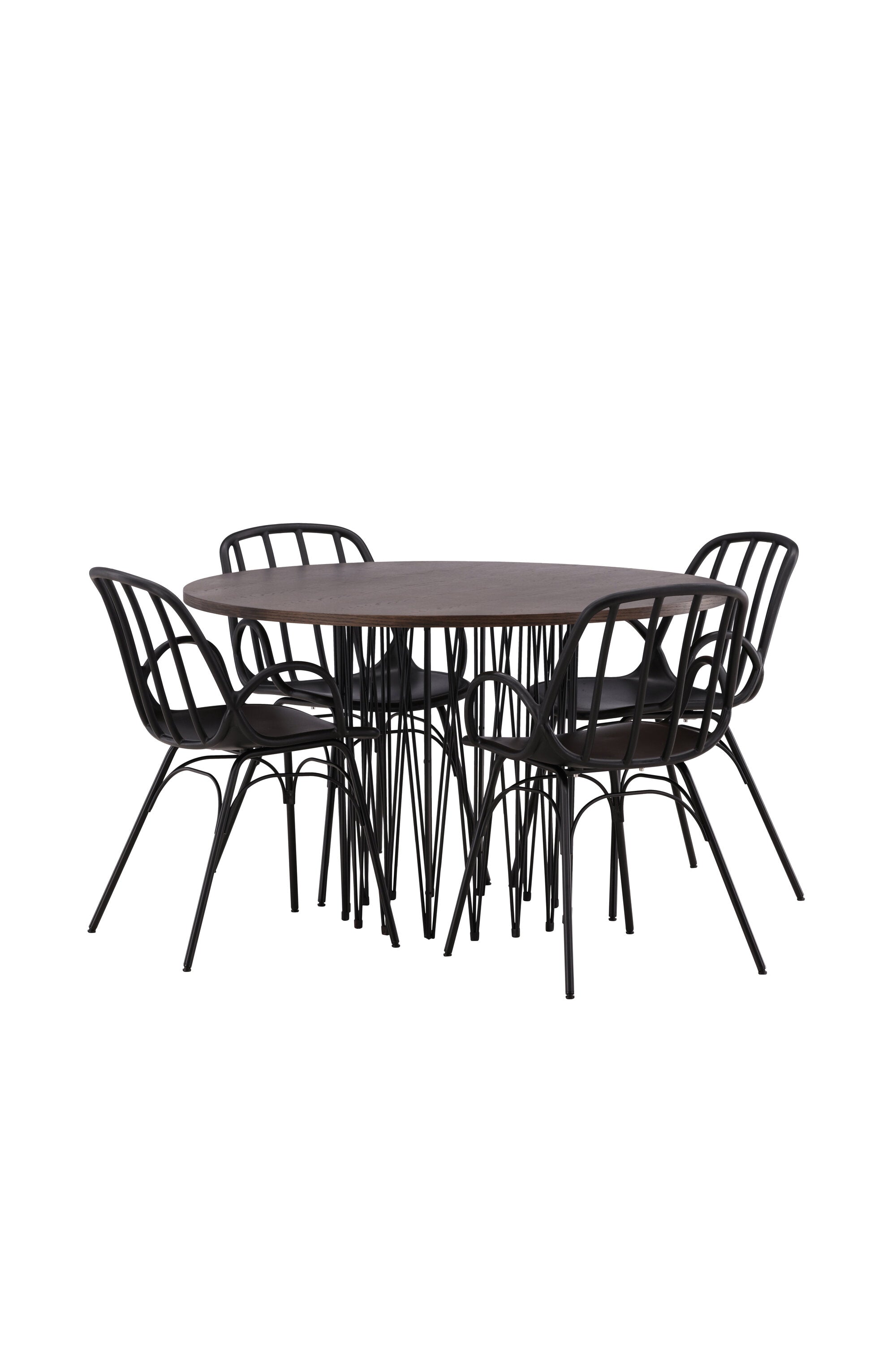 Stone Esszimmerset + Dyrön ⌀120cm/4St. in Schwarz präsentiert im Onlineshop von KAQTU Design AG. Esszimmerset ist von Venture Home