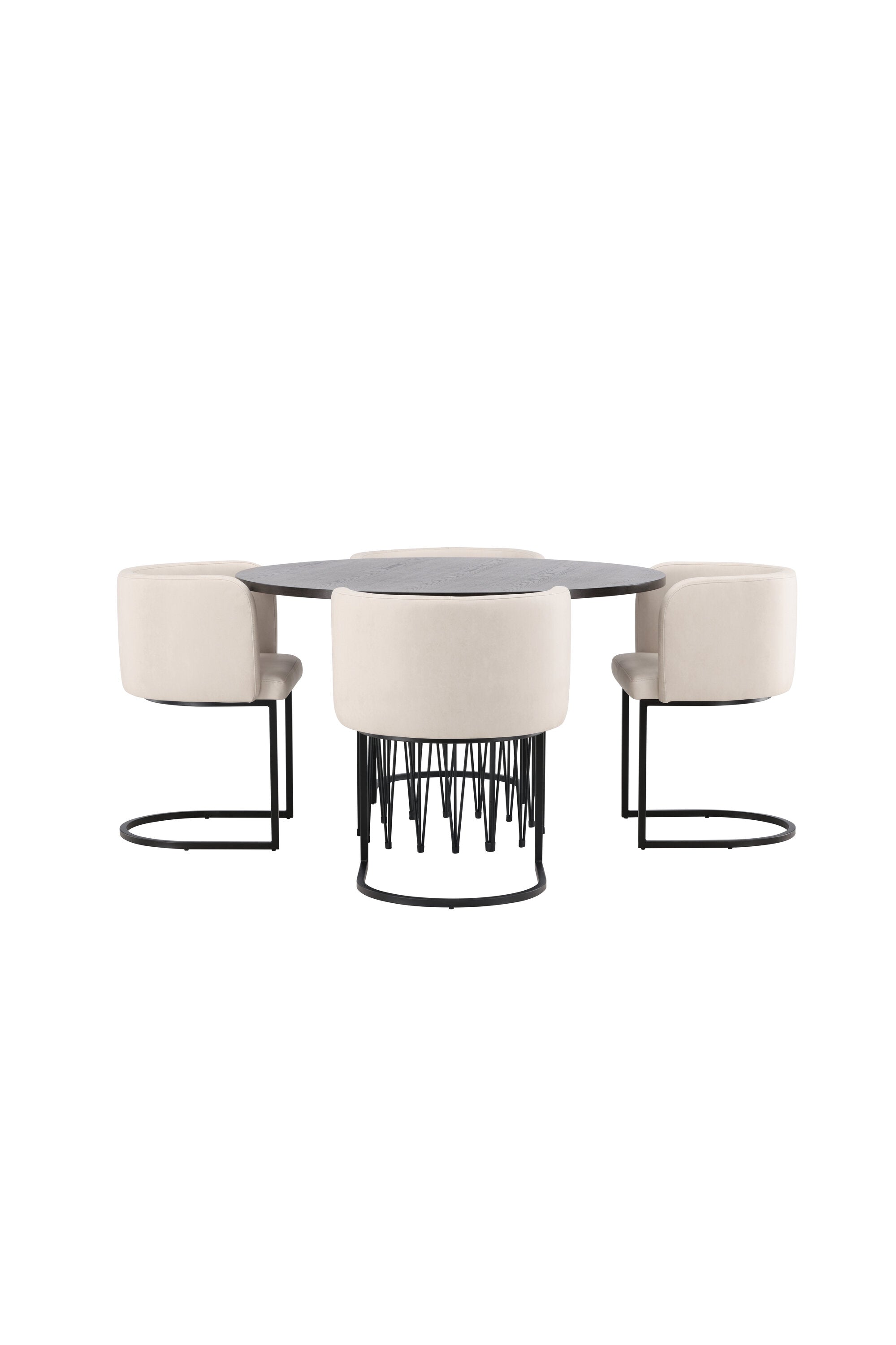 Stone Esszimmerset + Simrishamn ⌀120cm/4St. in Beige, Schwarz präsentiert im Onlineshop von KAQTU Design AG. Esszimmerset ist von Venture Home