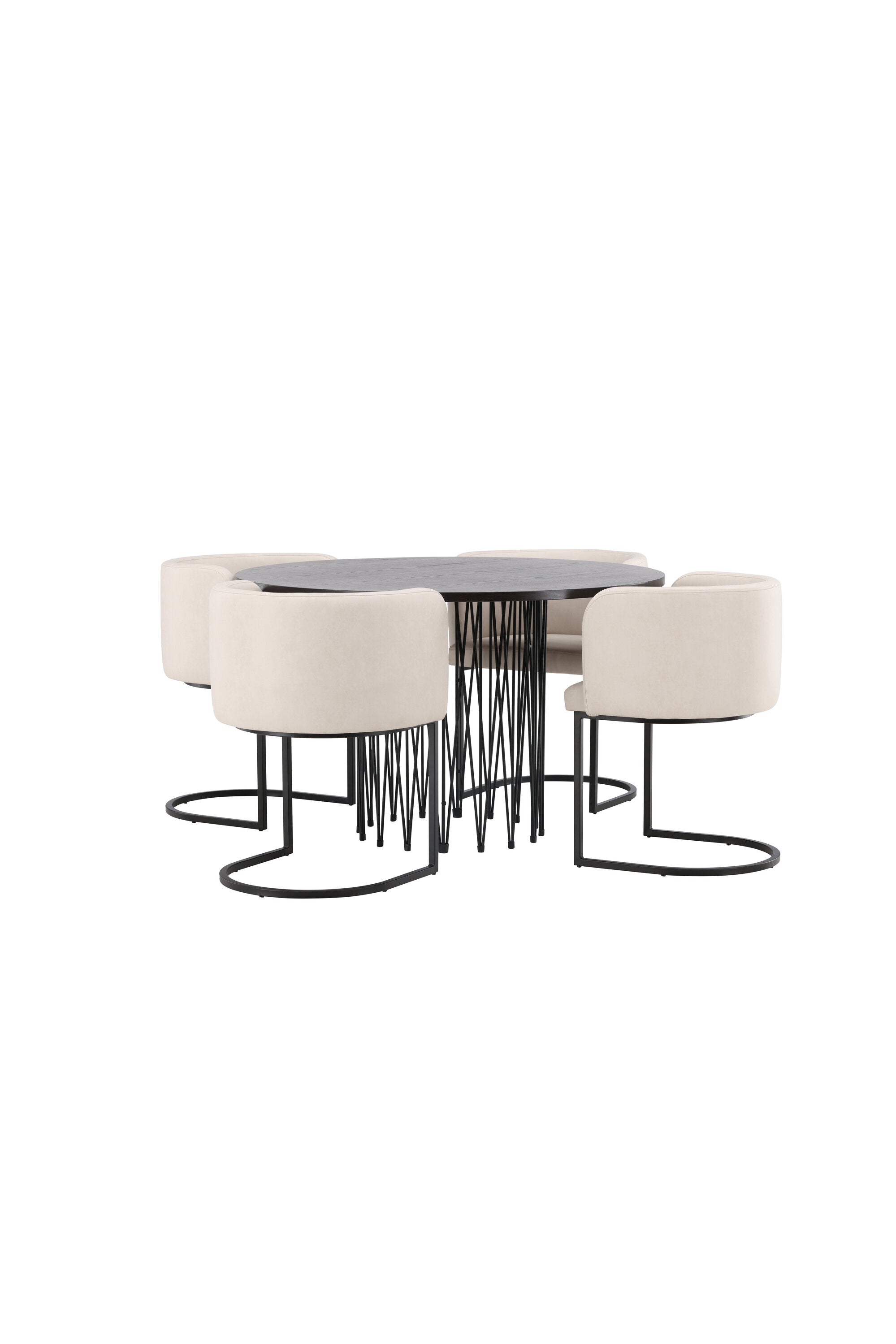 Stone Esszimmerset + Simrishamn ⌀120cm/4St. in Beige, Schwarz präsentiert im Onlineshop von KAQTU Design AG. Esszimmerset ist von Venture Home