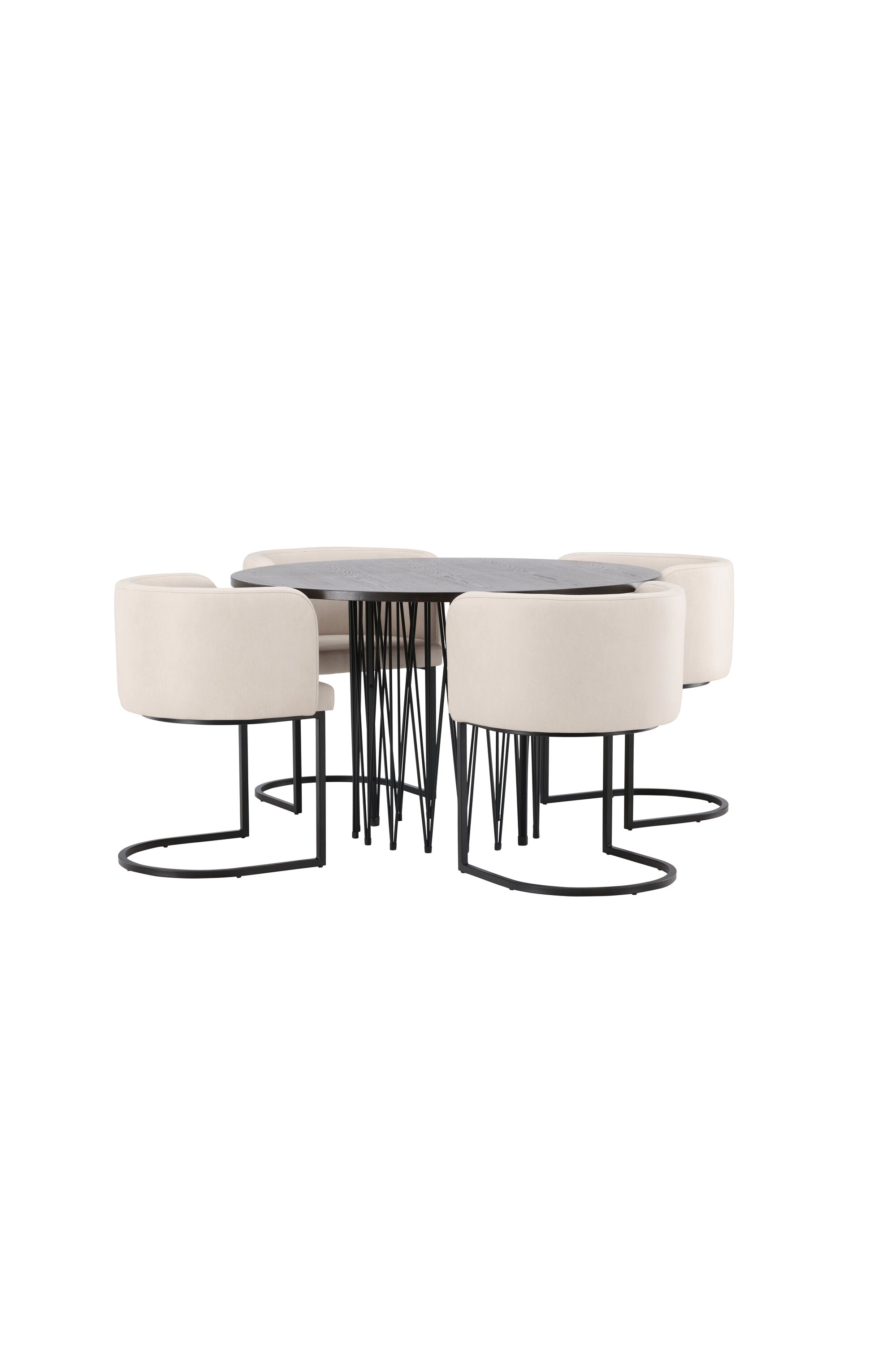 Stone Esszimmerset + Simrishamn ⌀120cm/4St. in Beige, Schwarz präsentiert im Onlineshop von KAQTU Design AG. Esszimmerset ist von Venture Home