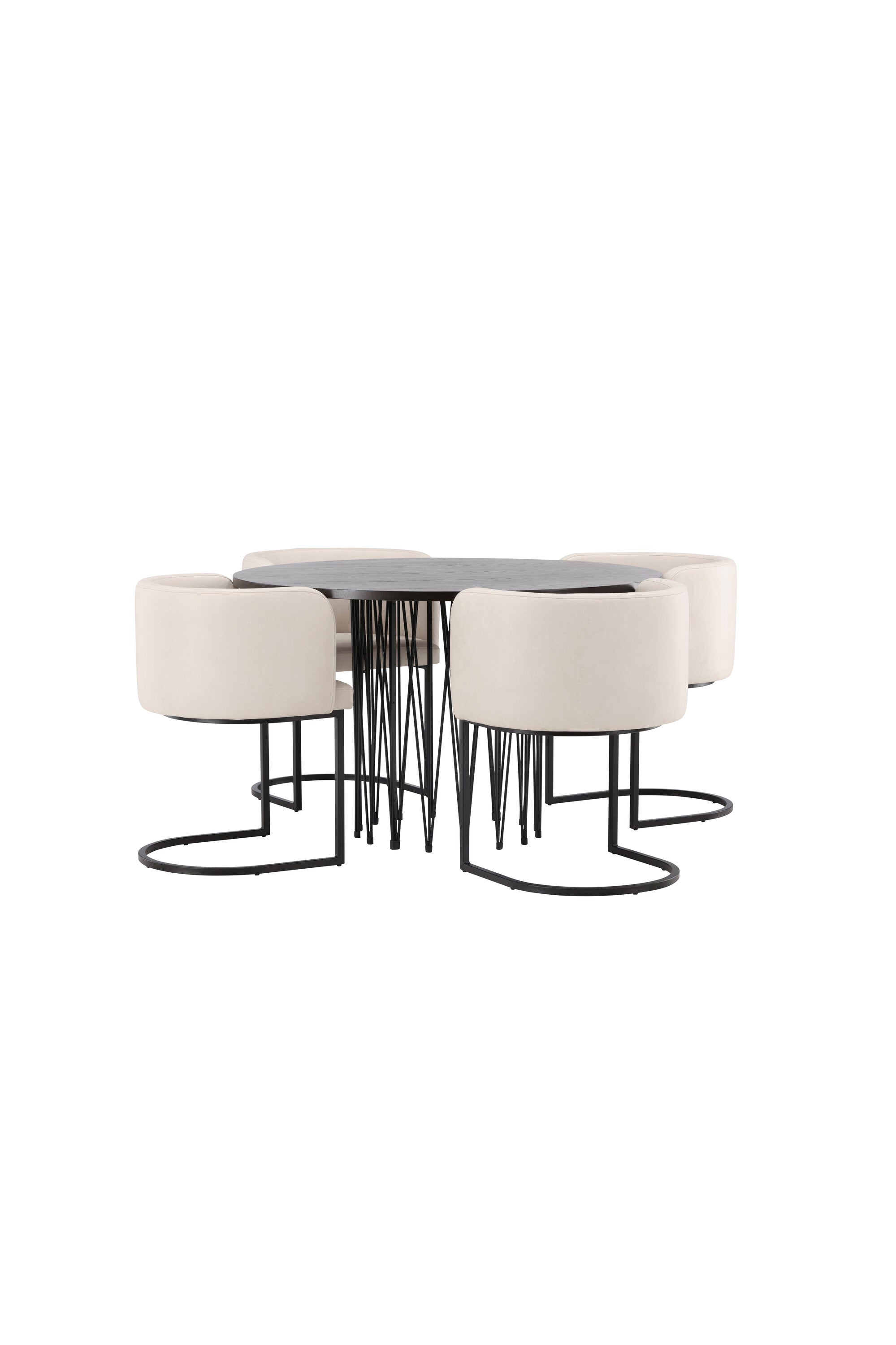 Stone Esszimmerset + Simrishamn ⌀120cm/4St. in Beige, Schwarz präsentiert im Onlineshop von KAQTU Design AG. Esszimmerset ist von Venture Home