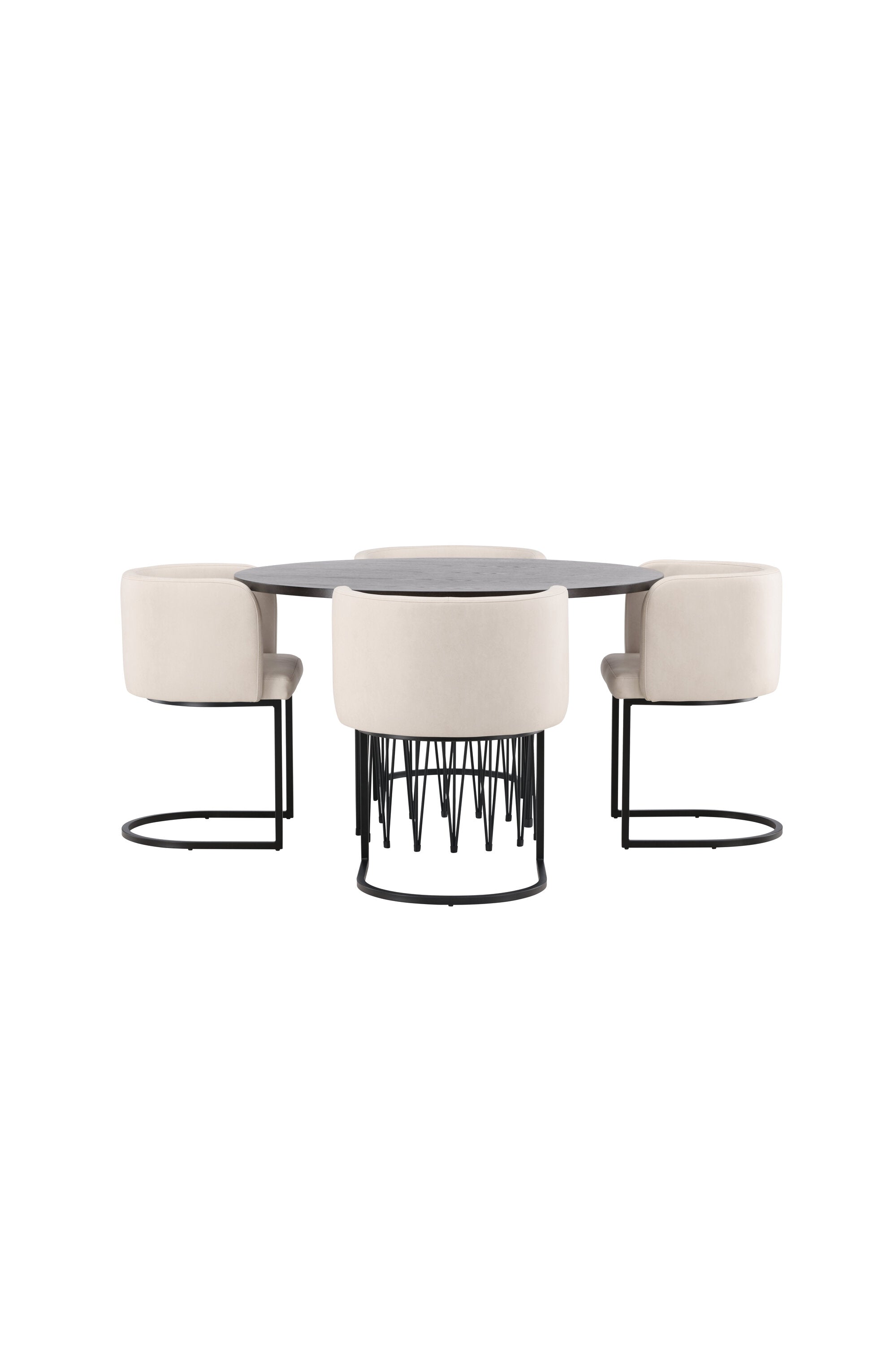 Stone Esszimmerset + Simrishamn ⌀120cm/4St. in Beige, Schwarz präsentiert im Onlineshop von KAQTU Design AG. Esszimmerset ist von Venture Home