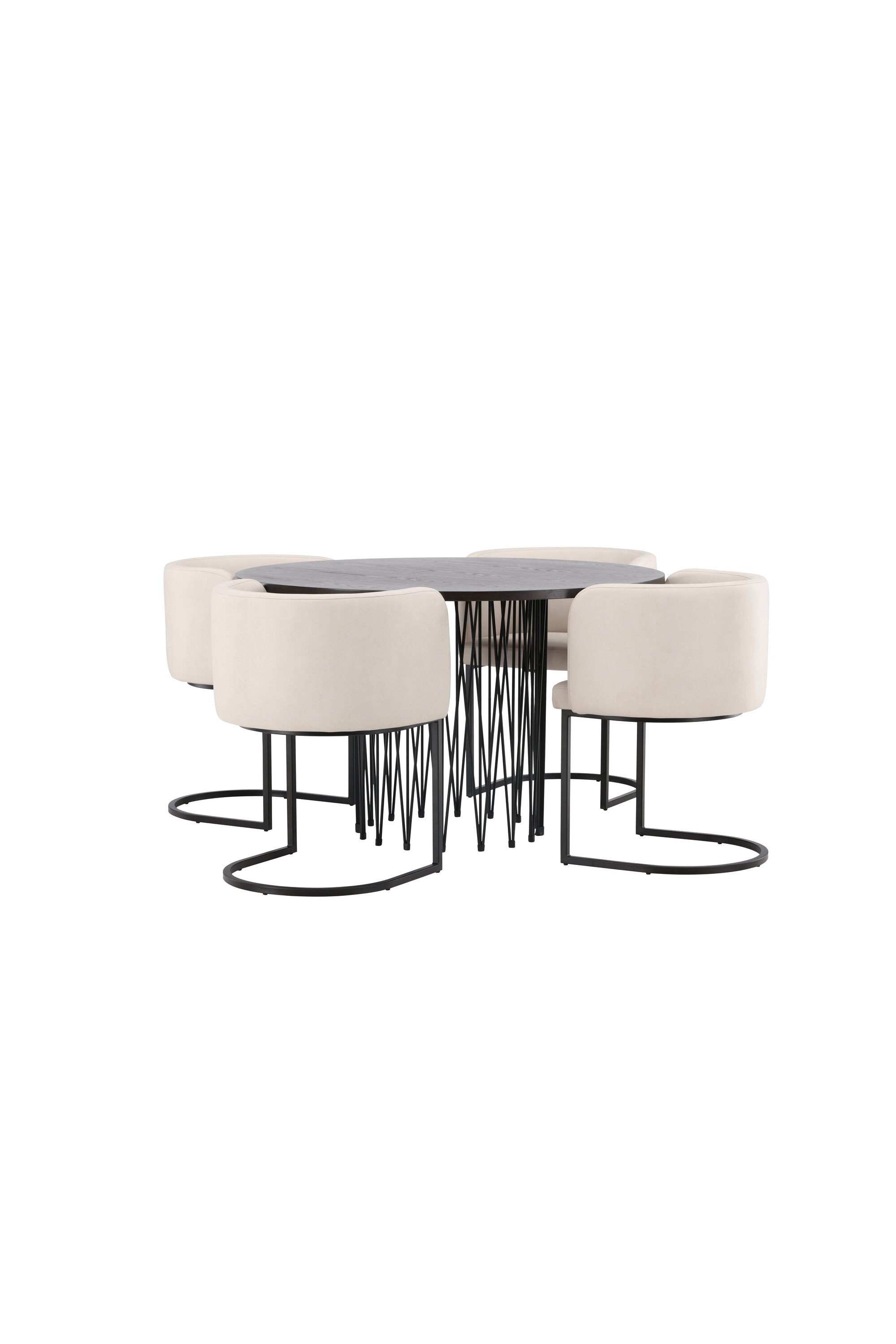 Stone Esszimmerset + Simrishamn ⌀120cm/4St. in Beige, Schwarz präsentiert im Onlineshop von KAQTU Design AG. Esszimmerset ist von Venture Home