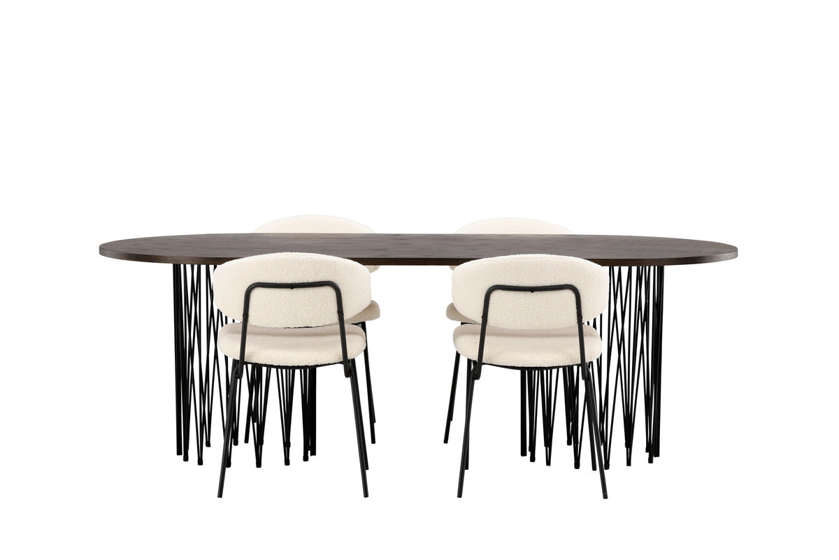 Stone Esszimmerset + Chico 220cm/4St. in Weiss präsentiert im Onlineshop von KAQTU Design AG. Esszimmerset ist von Venture Home