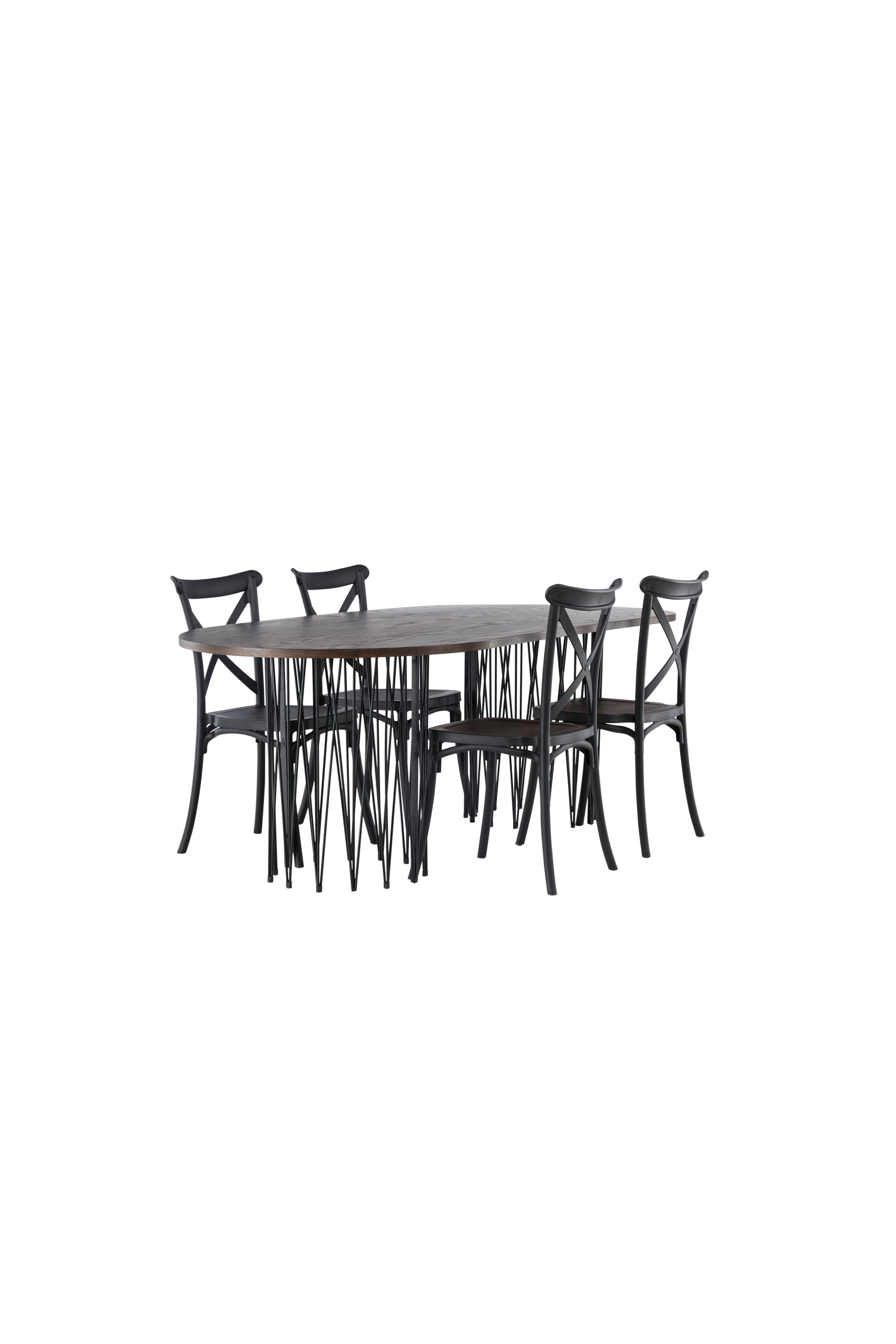 Stone Esszimmerset + Crosett 220cm/4St. in Schwarz präsentiert im Onlineshop von KAQTU Design AG. Esszimmerset ist von Venture Home
